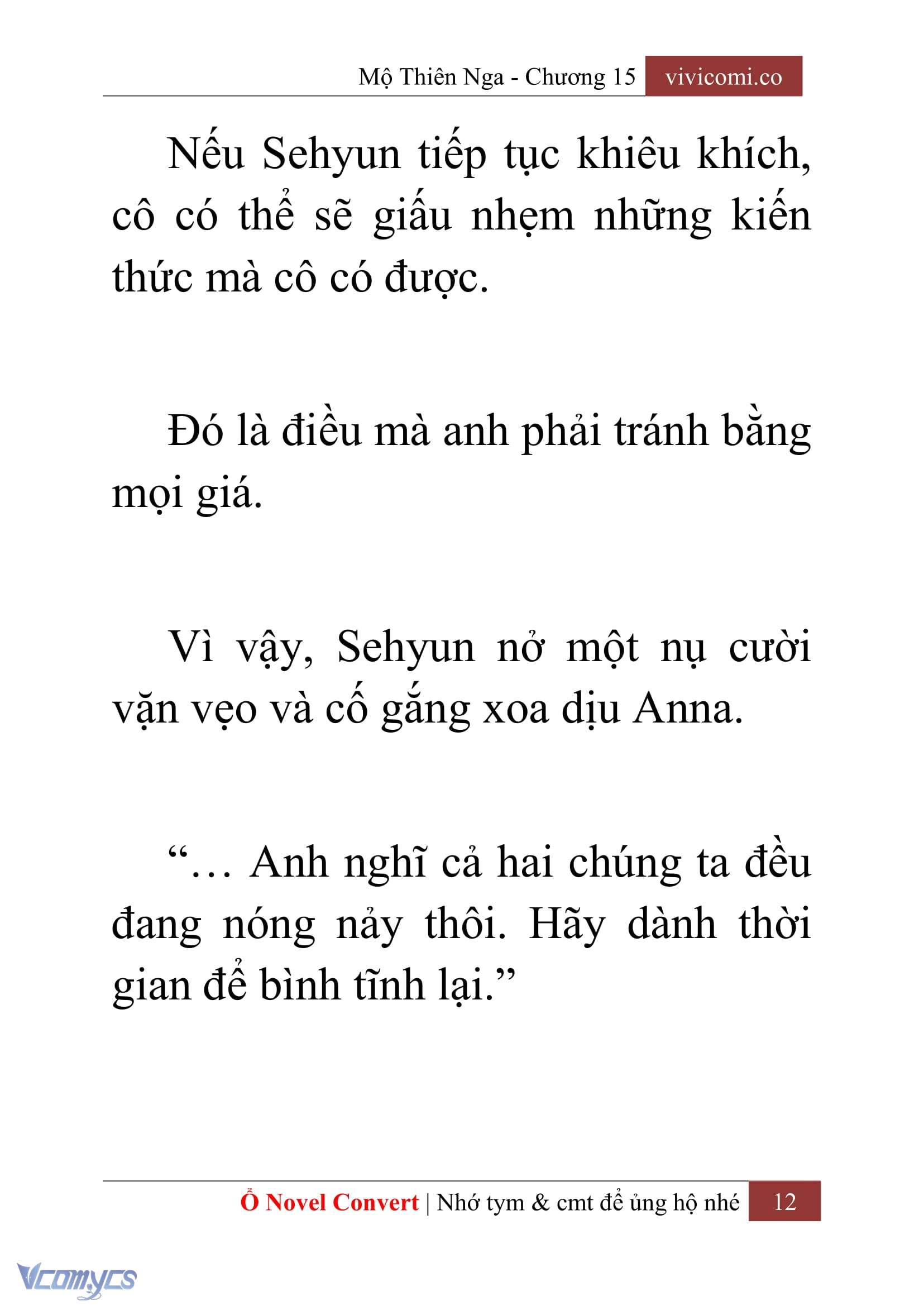 [Novel] Mộ Thiên Nga Chap 15 - Trang 2
