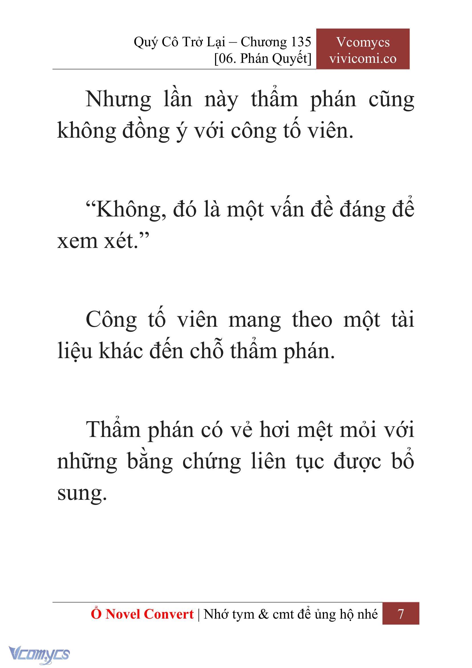 [Novel] Quý Cô Trở Lại Chap 135 - Next 