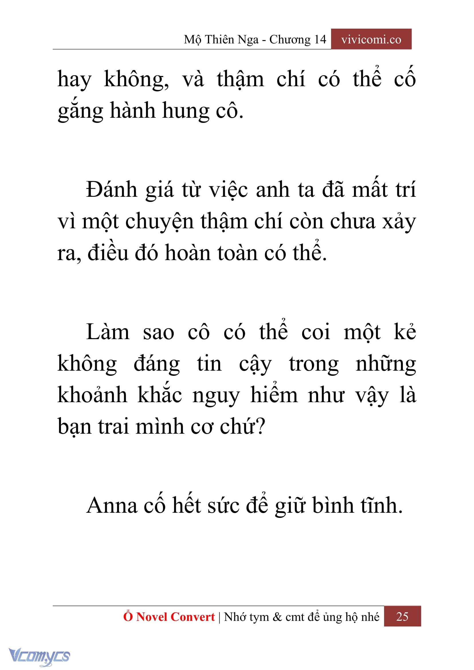 [Novel] Mộ Thiên Nga Chap 14 - Trang 2