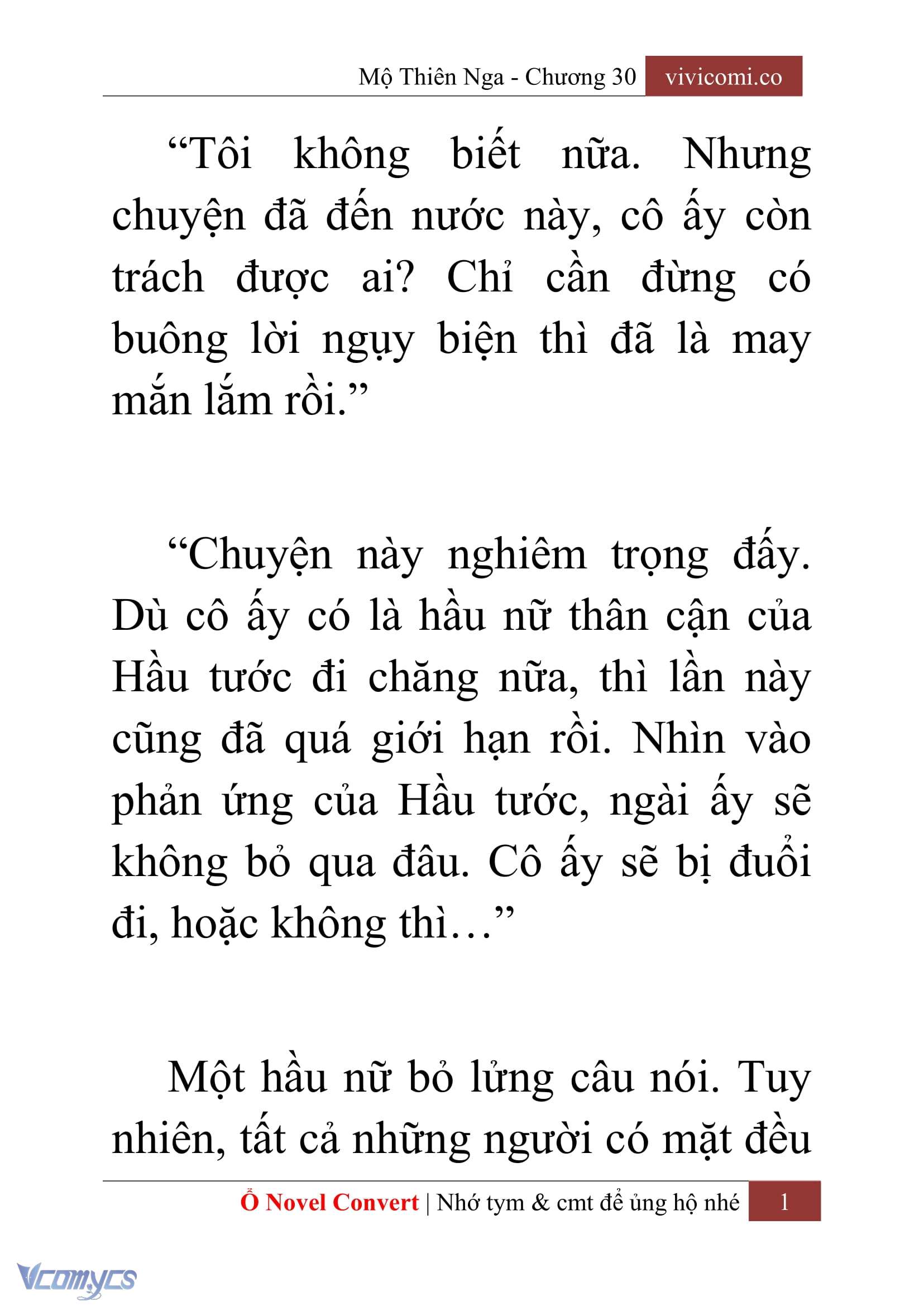 [Novel] Mộ Thiên Nga Chap 30 - Trang 2