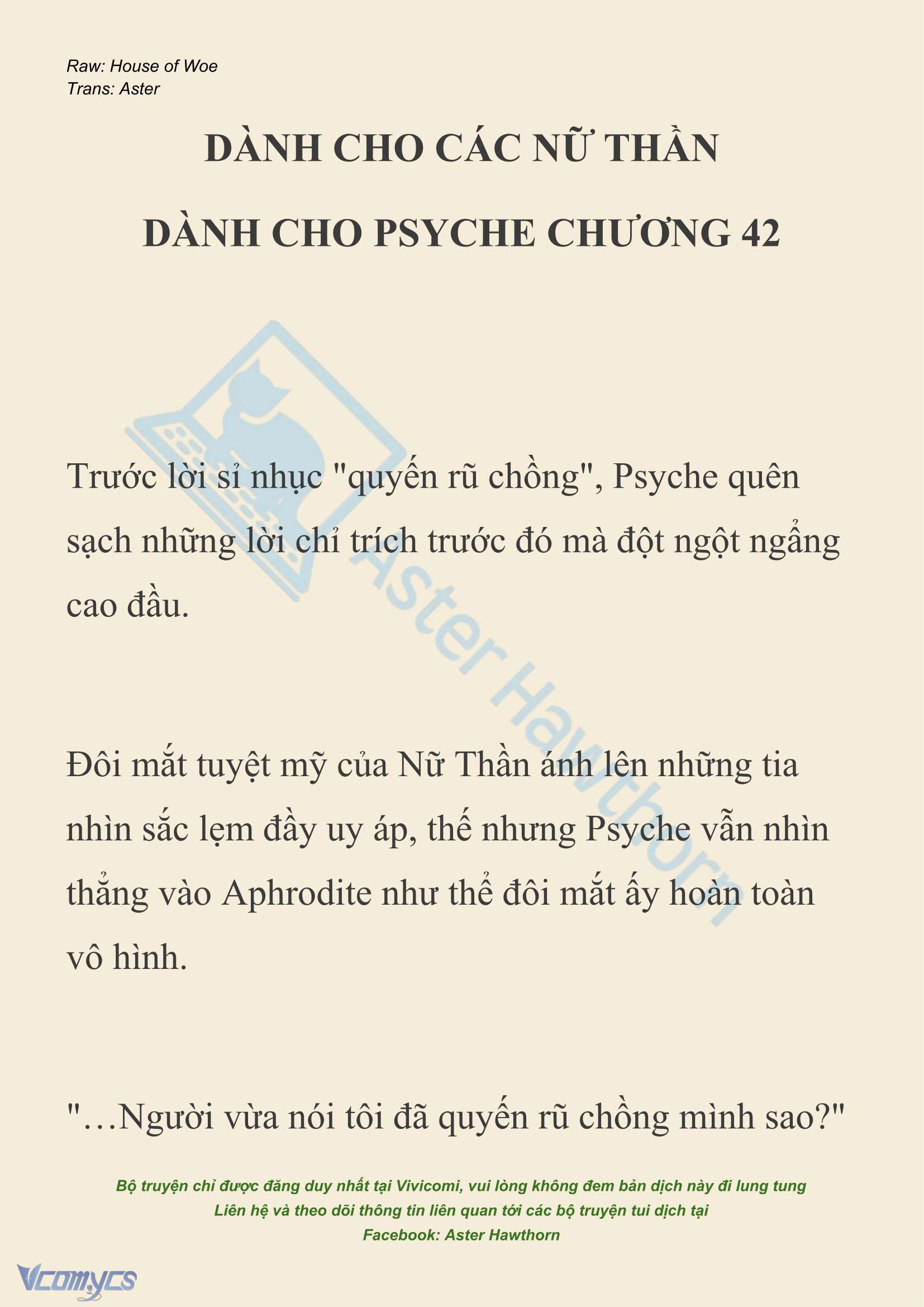 [NOVEL] Dành Cho Các Nữ Thần: Dành cho Psyche Chap 42 - Next 