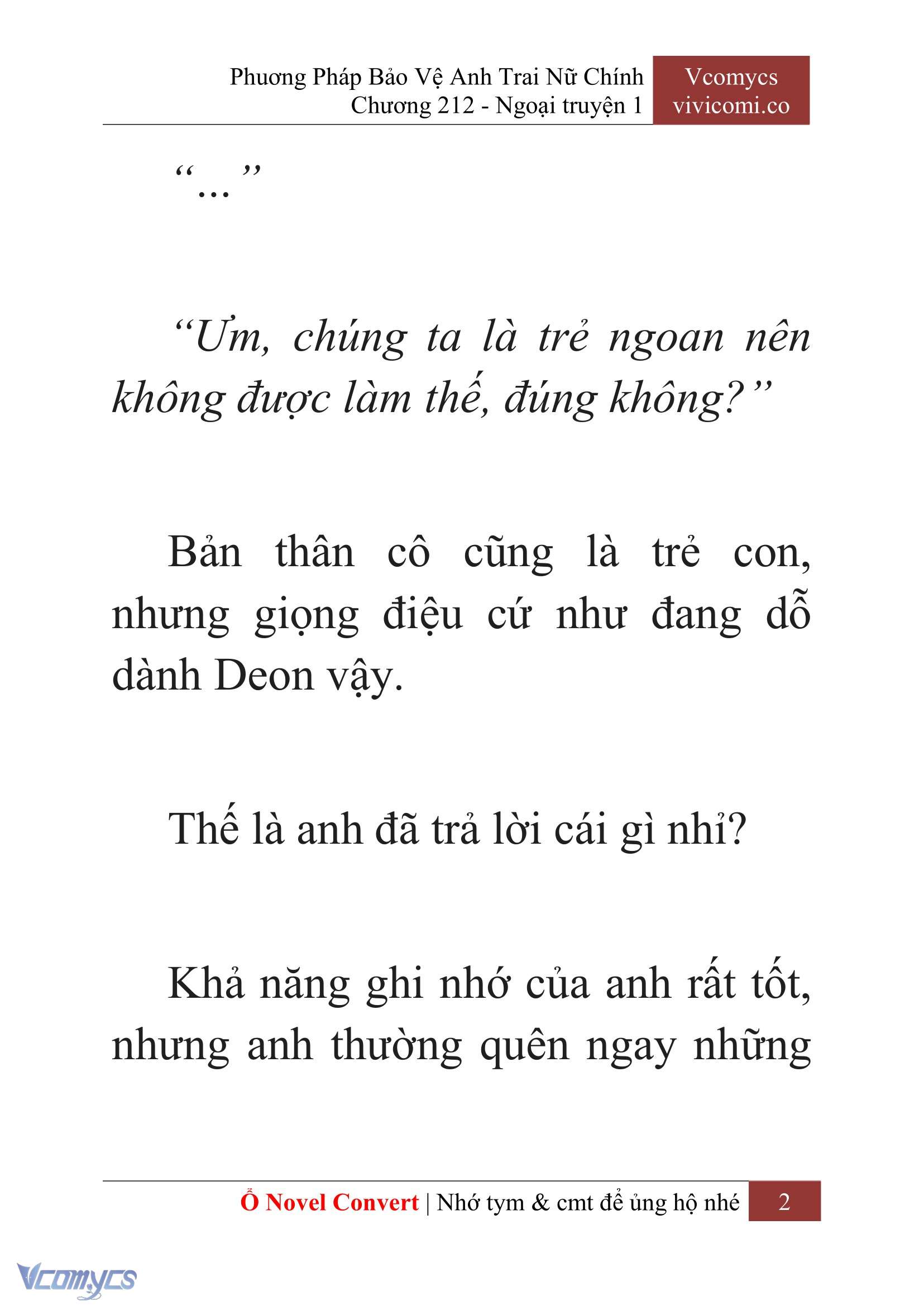 [Novel] Phương Pháp Bảo Vệ Anh Trai Nữ Chính Chap 212 - Trang 2