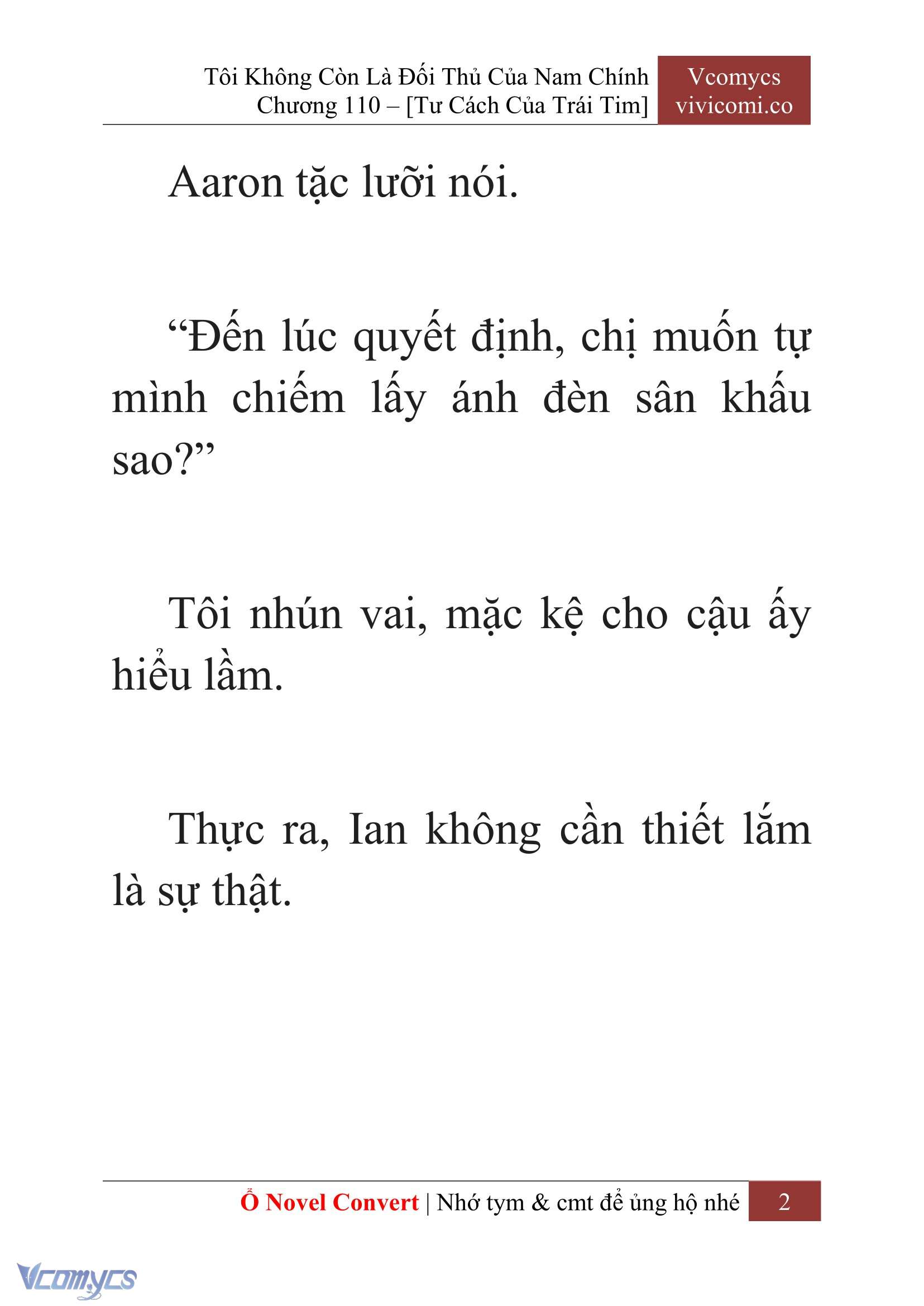 [Novel] Tôi Không Còn Là Đối Thủ Của Nam Chính Chap 110 - Trang 2