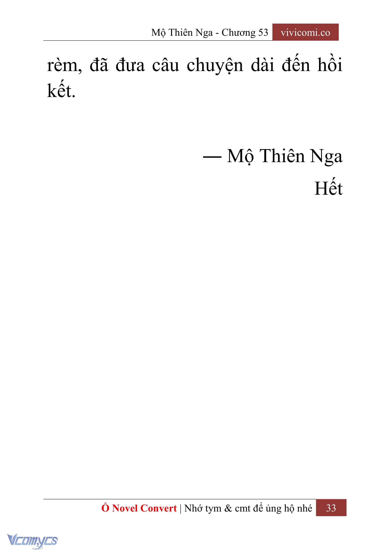 [Novel] Mộ Thiên Nga Chap 53 - Next 