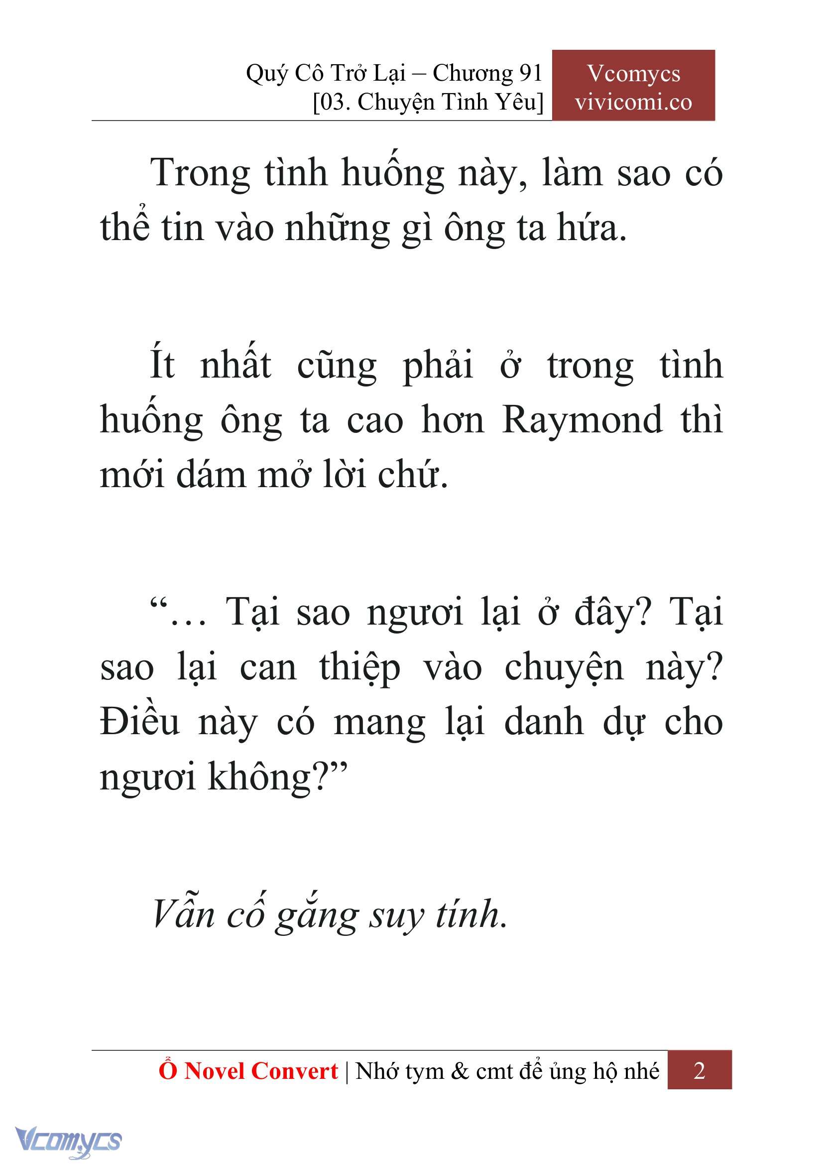 [Novel] Quý Cô Trở Lại Chap 91 - Trang 2
