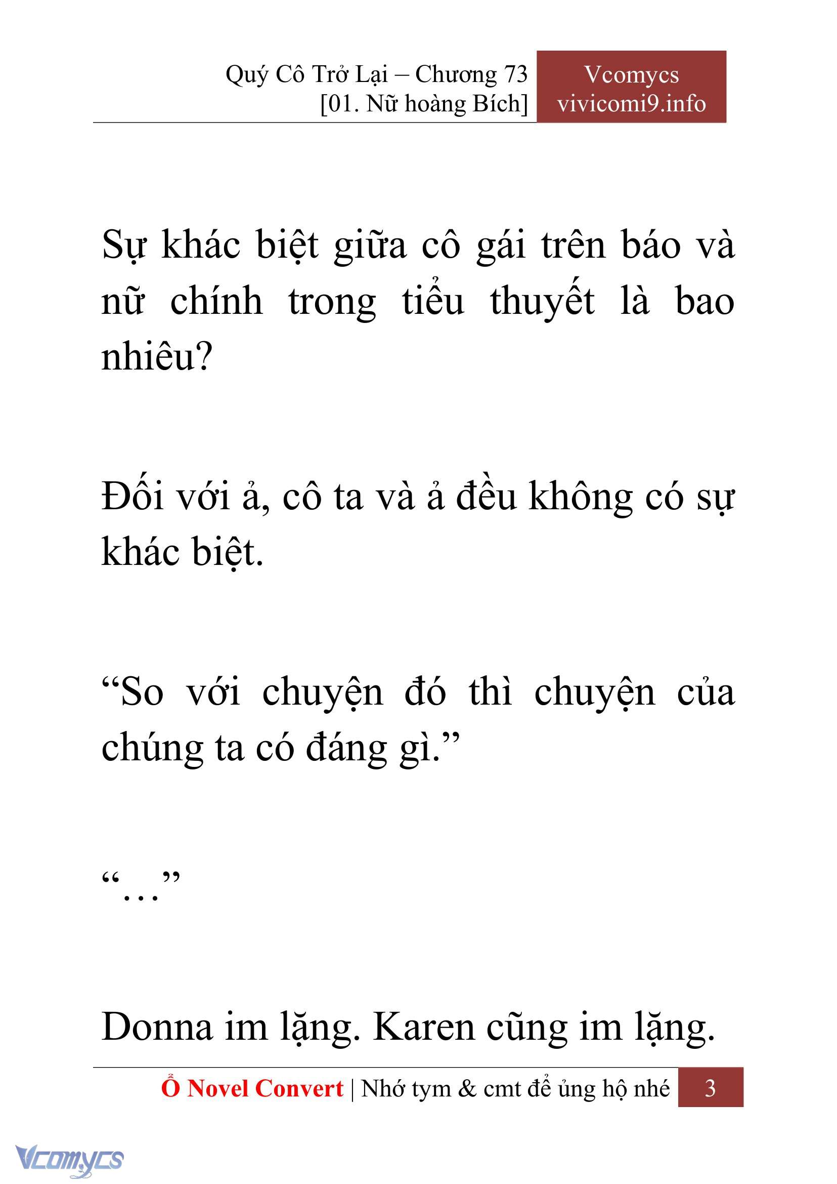 [Novel] Quý Cô Trở Lại Chap 73 - Trang 2