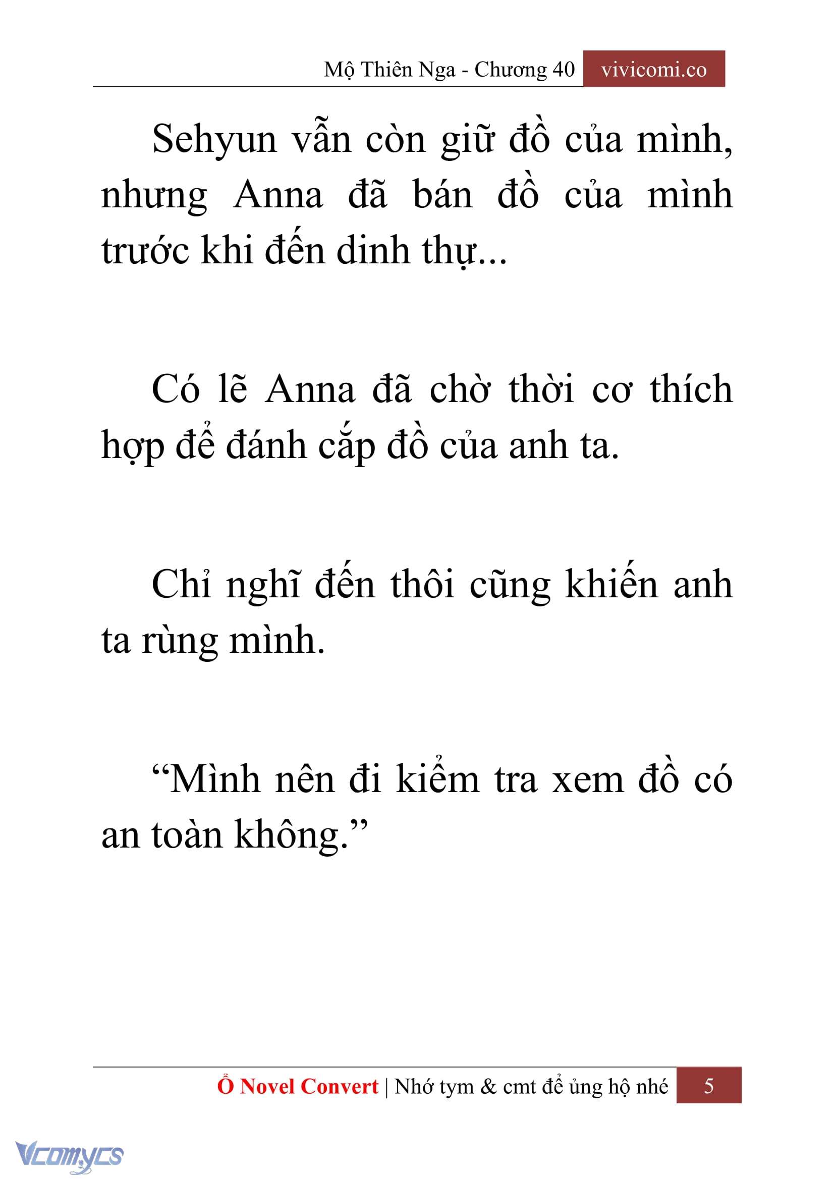 [Novel] Mộ Thiên Nga Chap 40 - Trang 2