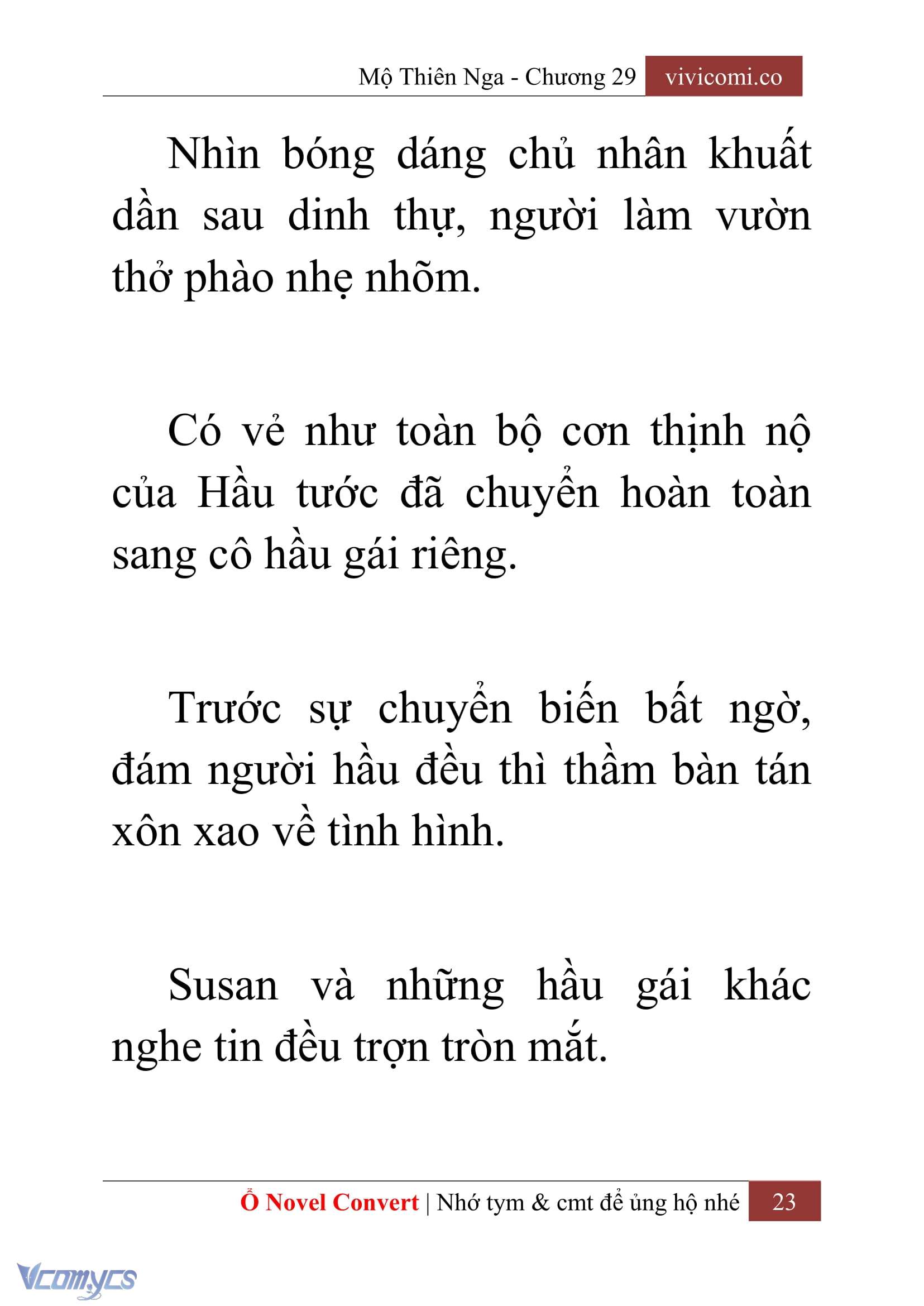 [Novel] Mộ Thiên Nga Chap 29 - Next Chap 30