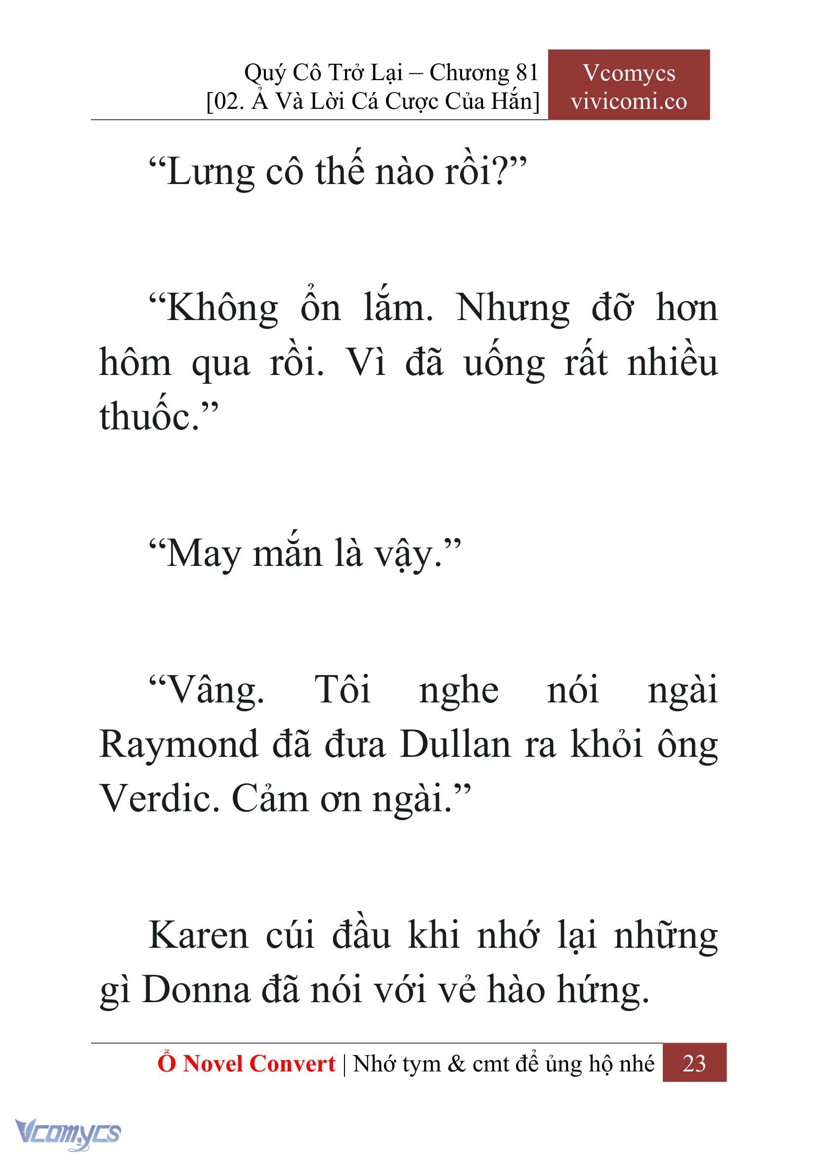 [Novel] Quý Cô Trở Lại Chap 81 - Trang 2