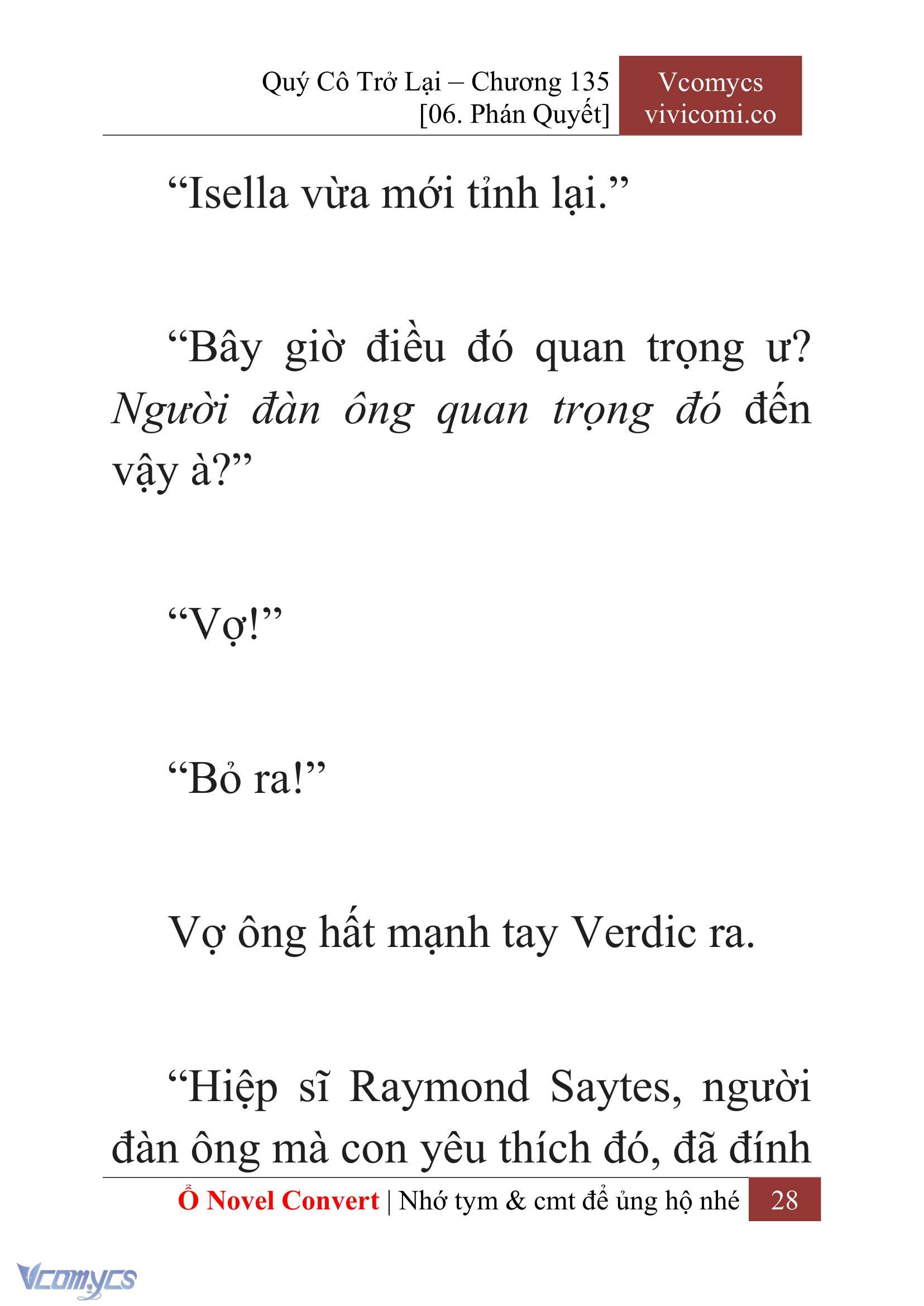 [Novel] Quý Cô Trở Lại Chap 135 - Next 