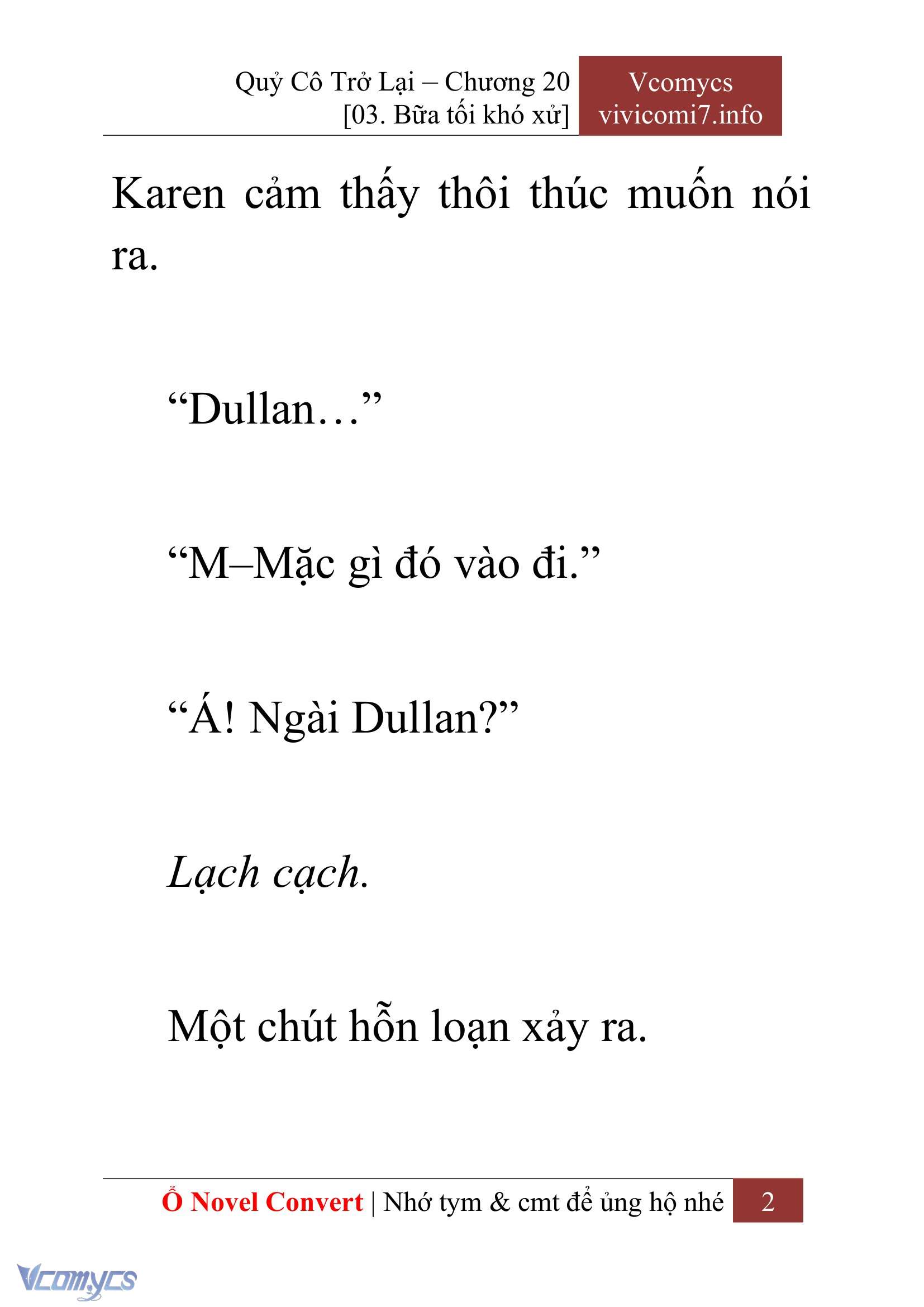 [Novel] Quý Cô Trở Lại Chap 20 - Trang 2