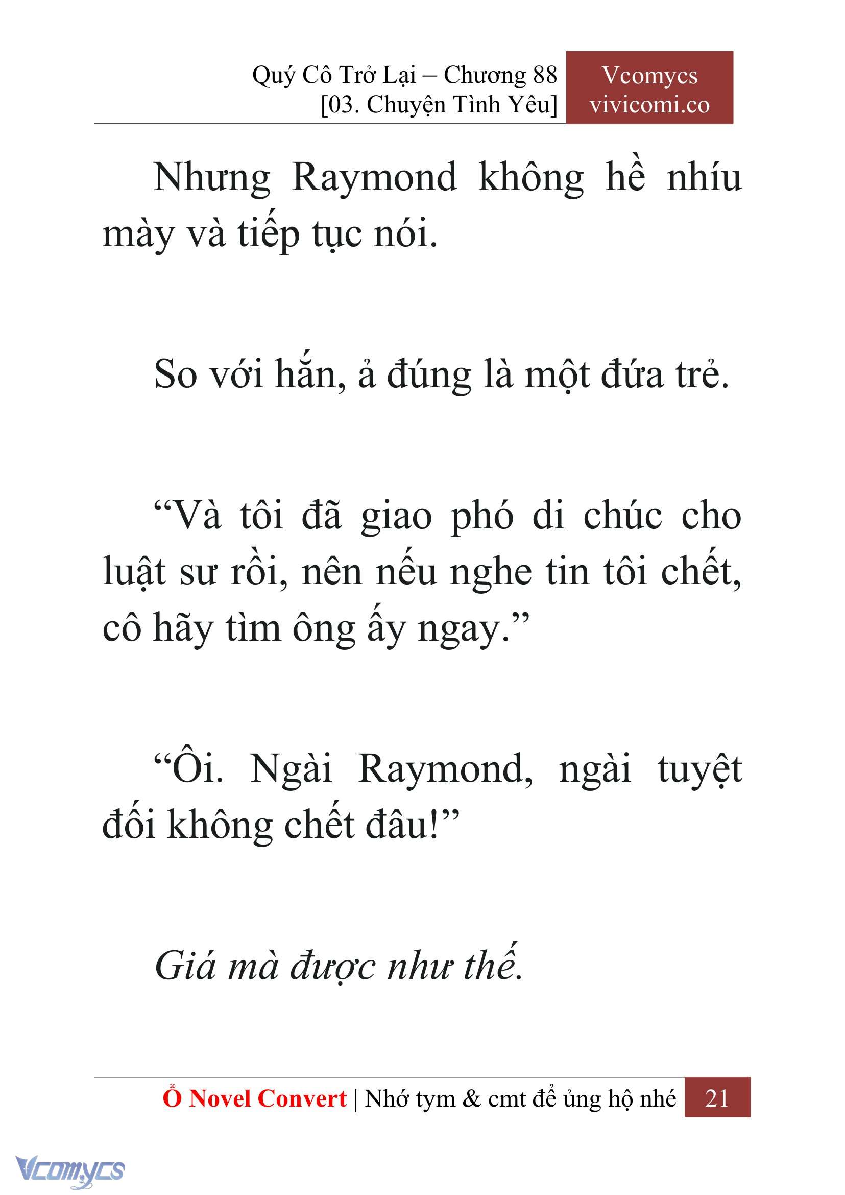 [Novel] Quý Cô Trở Lại Chap 88 - Next Chap 89