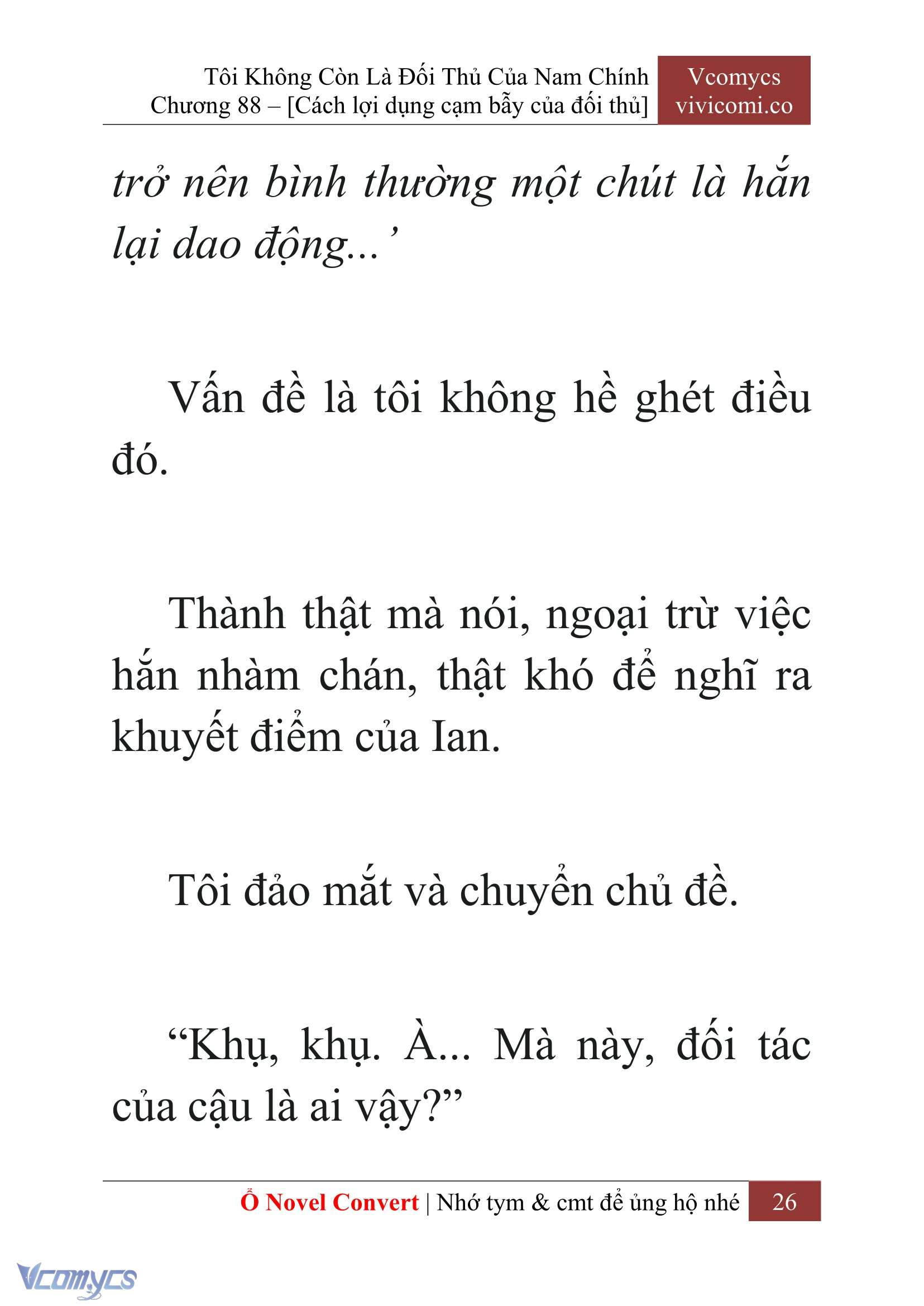 [Novel] Tôi Không Còn Là Đối Thủ Của Nam Chính Chap 88 - Trang 2