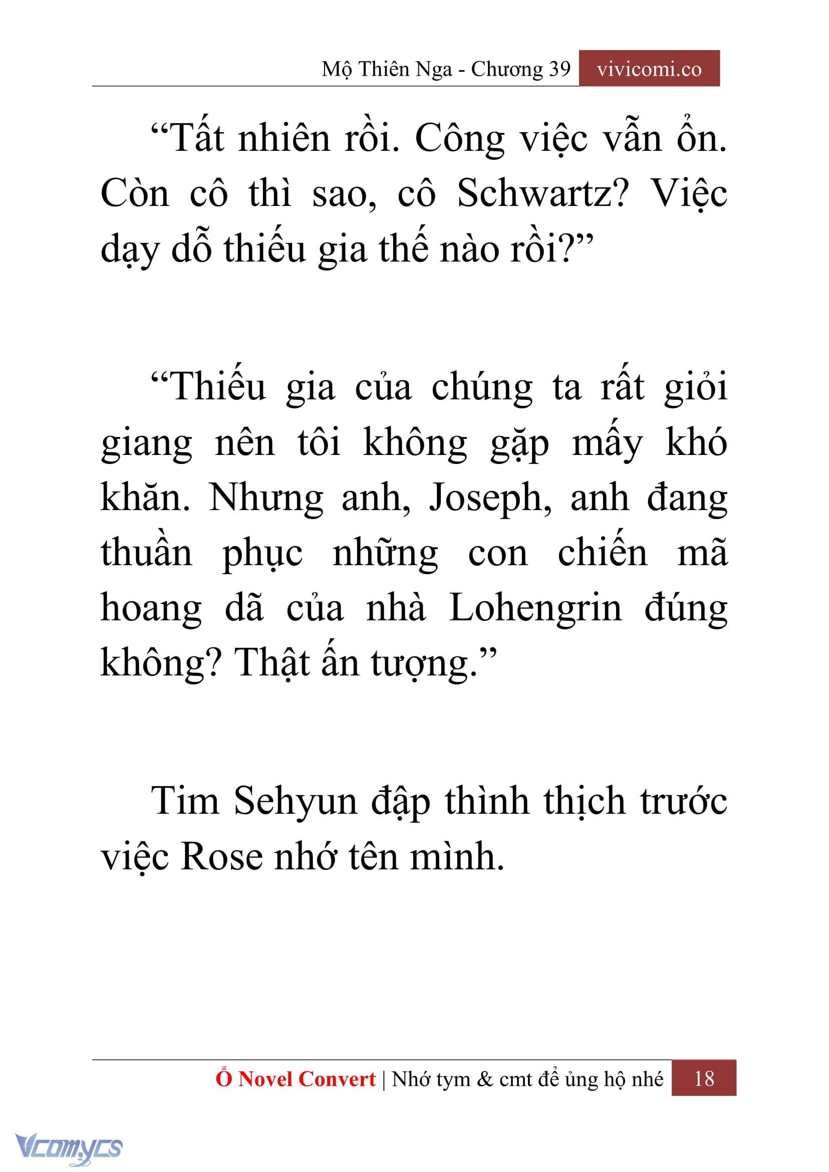 [Novel] Mộ Thiên Nga Chap 39 - Next Chap 40