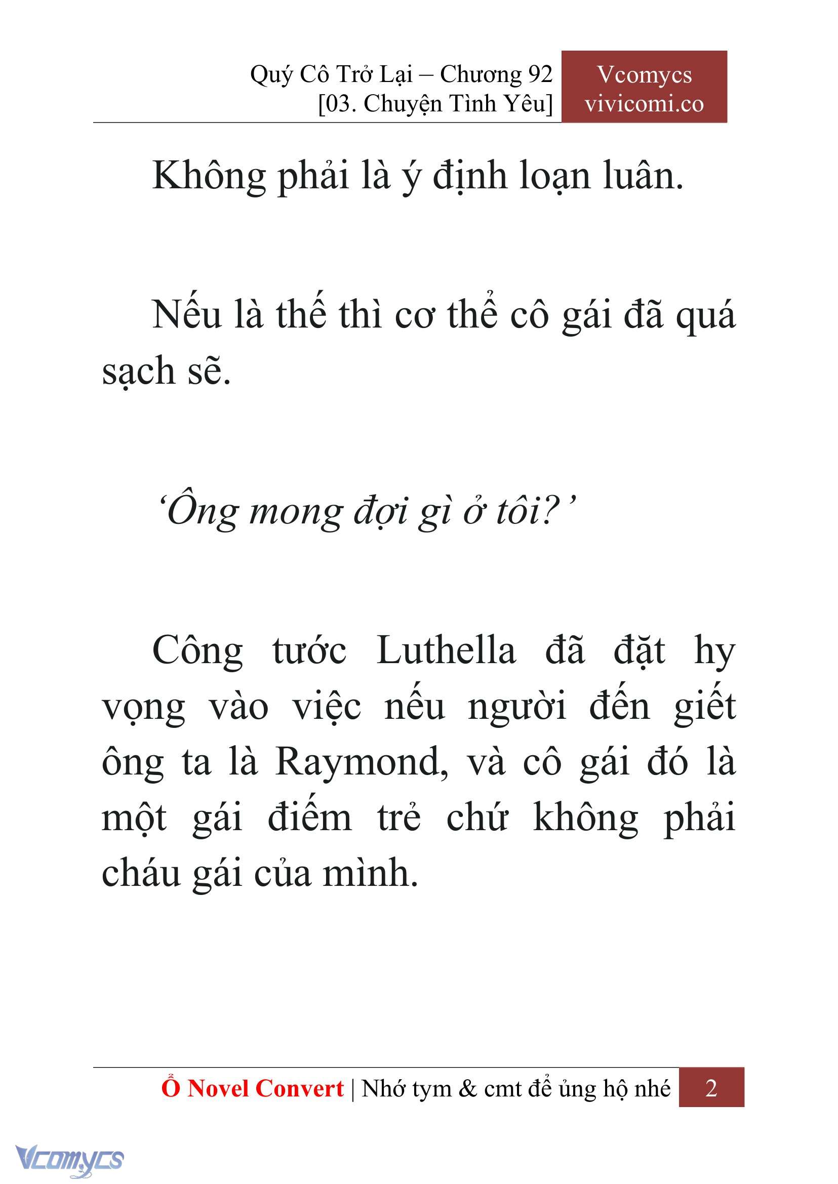 [Novel] Quý Cô Trở Lại Chap 92 - Trang 2