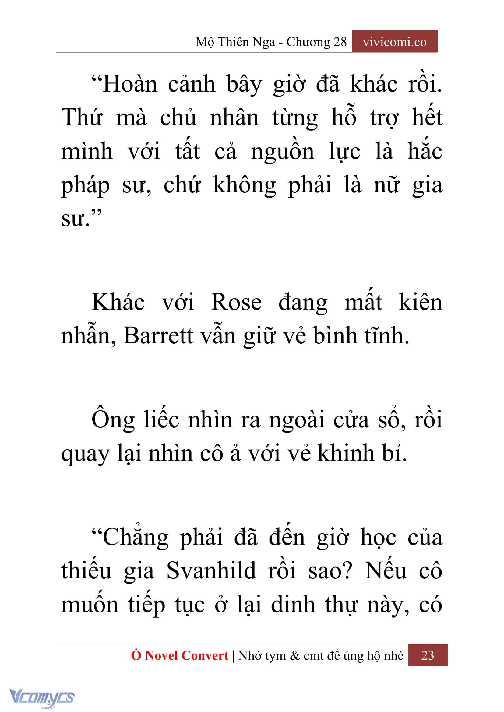 [Novel] Mộ Thiên Nga Chap 28 - Next Chap 29