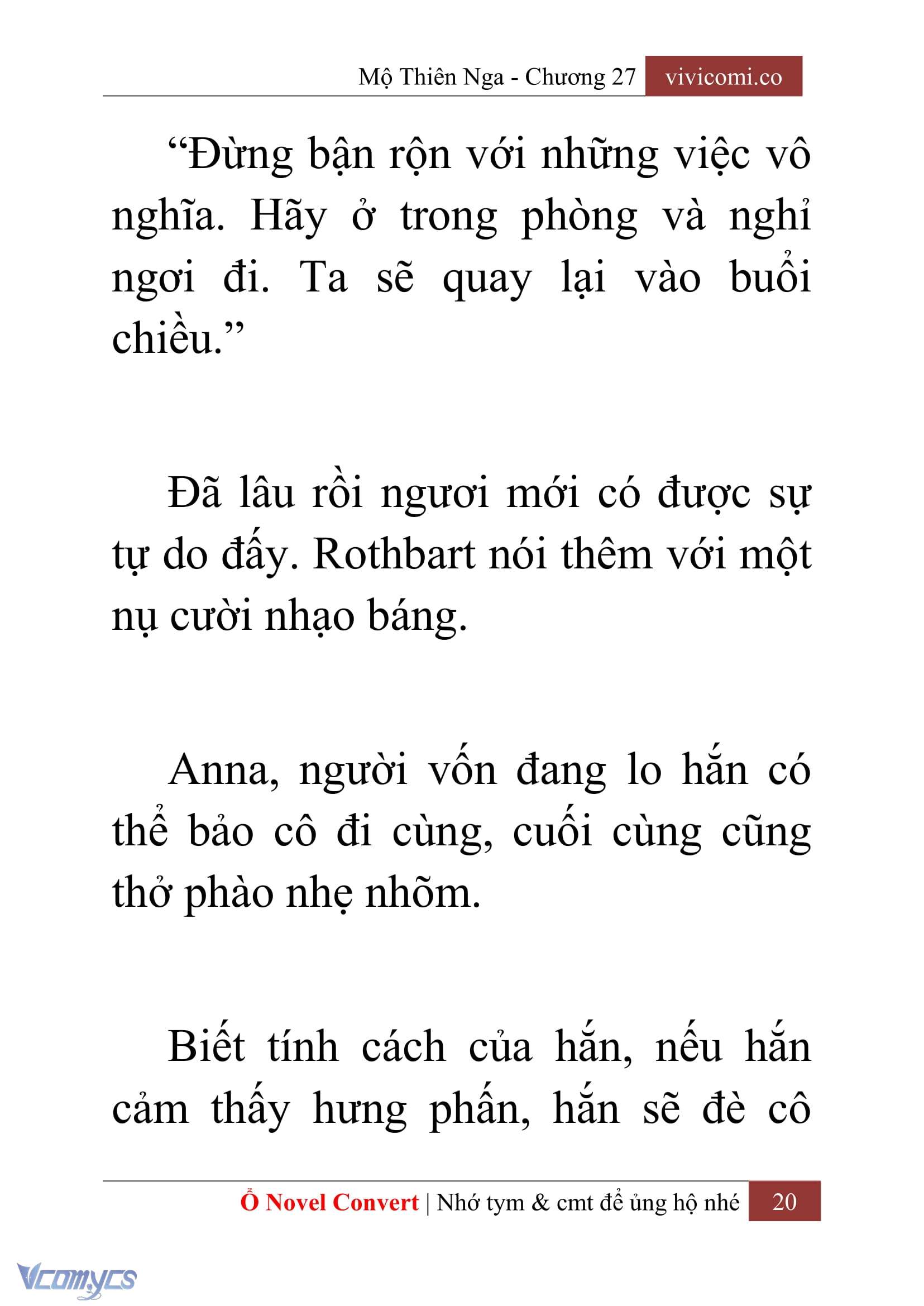 [Novel] Mộ Thiên Nga Chap 27 - Next Chap 28