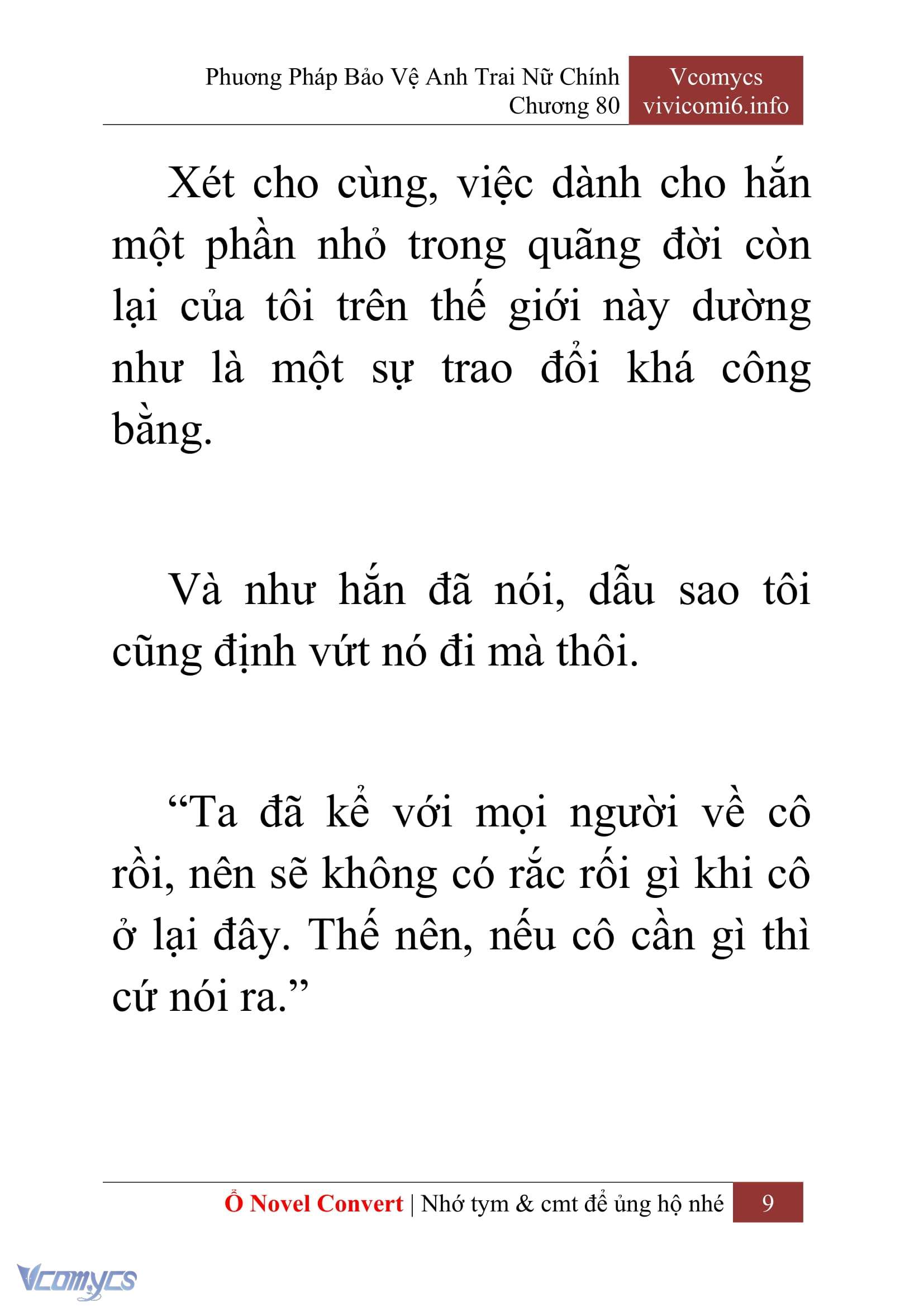 [Novel] Phương Pháp Bảo Vệ Anh Trai Nữ Chính Chap 80 - Trang 2