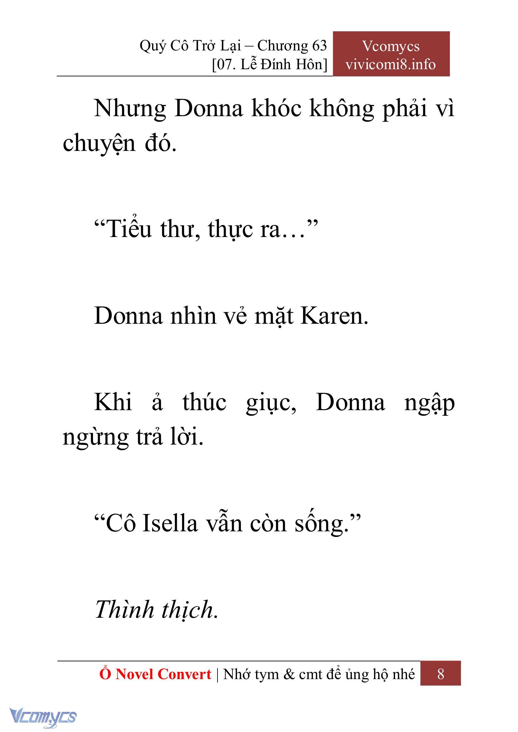 [Novel] Quý Cô Trở Lại Chap 63 - Trang 2