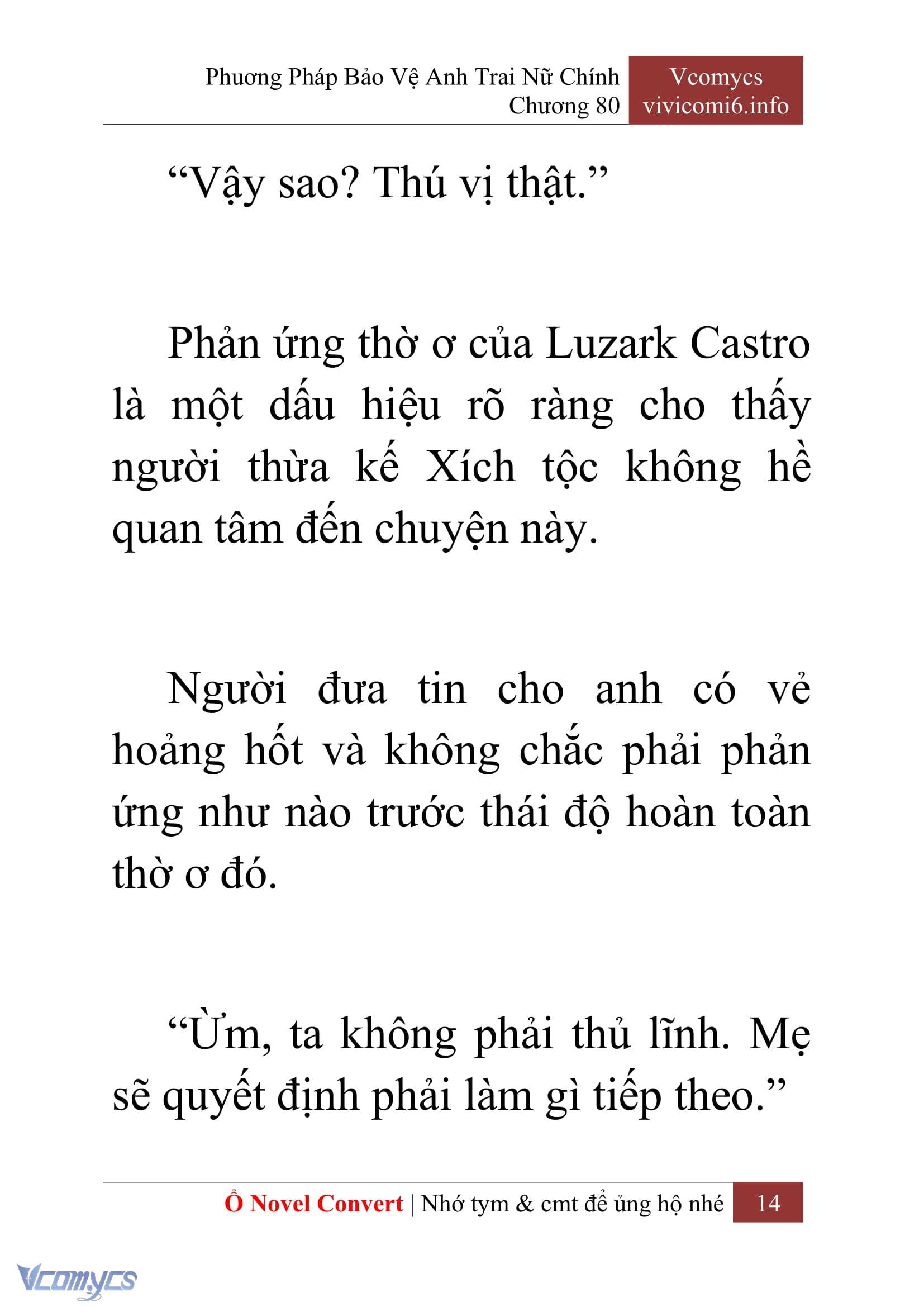 [Novel] Phương Pháp Bảo Vệ Anh Trai Nữ Chính Chap 80 - Trang 2