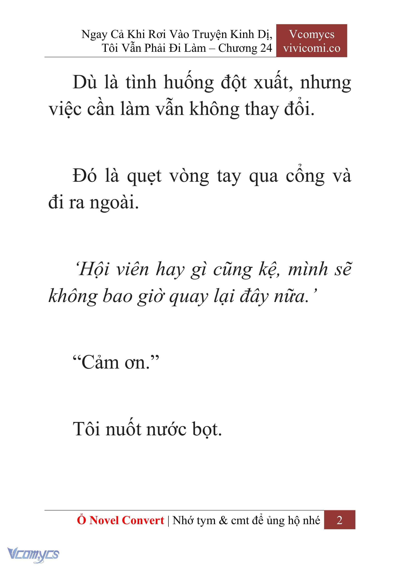 [Novel] Ngay Cả Khi Rơi Vào Truyện Kinh Dị, Tôi Vẫn Phải Đi Làm Chap 24 - Trang 2