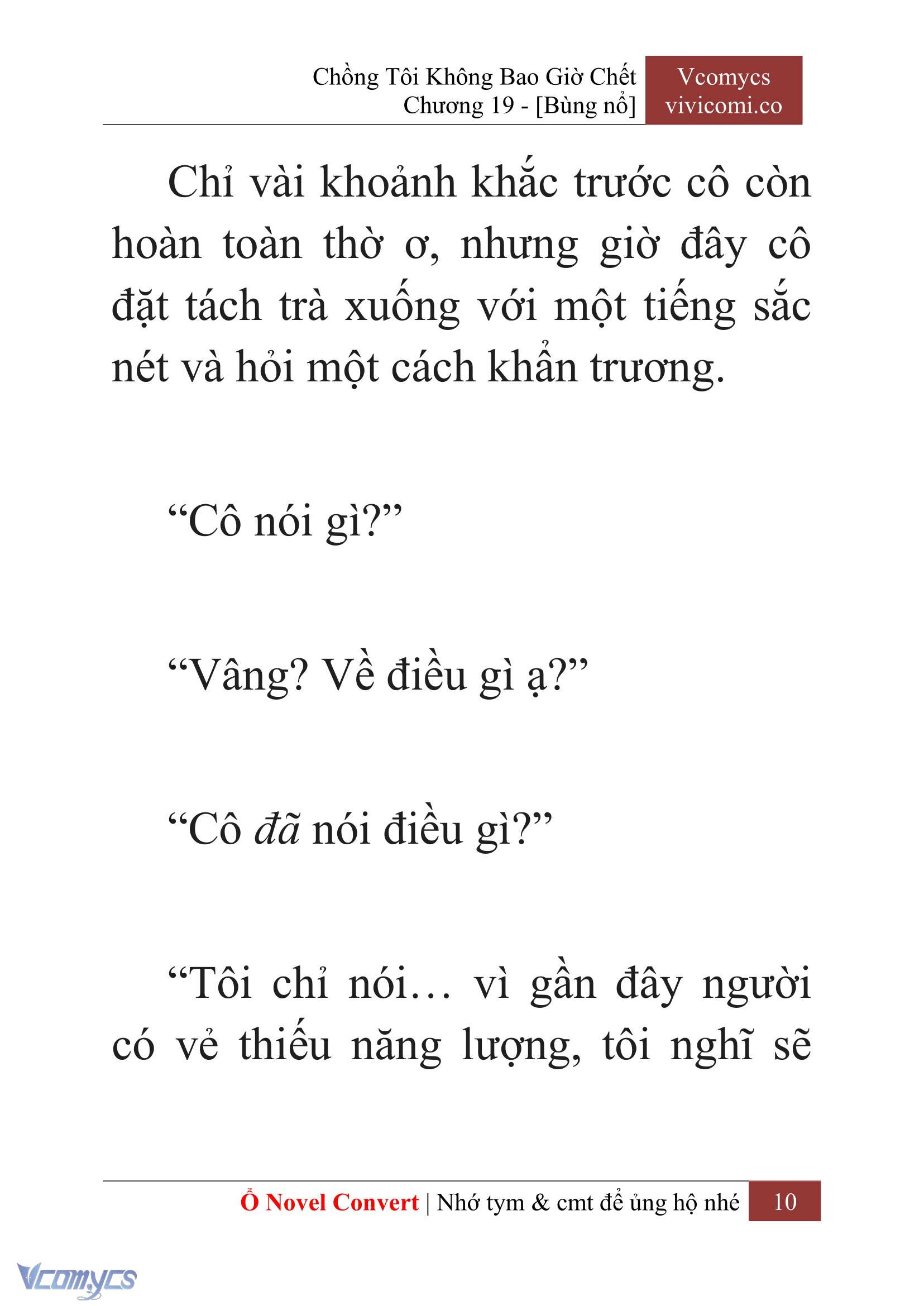 [Novel] Chồng Tôi Không Bao Giờ Chết Chap 19 - Trang 2