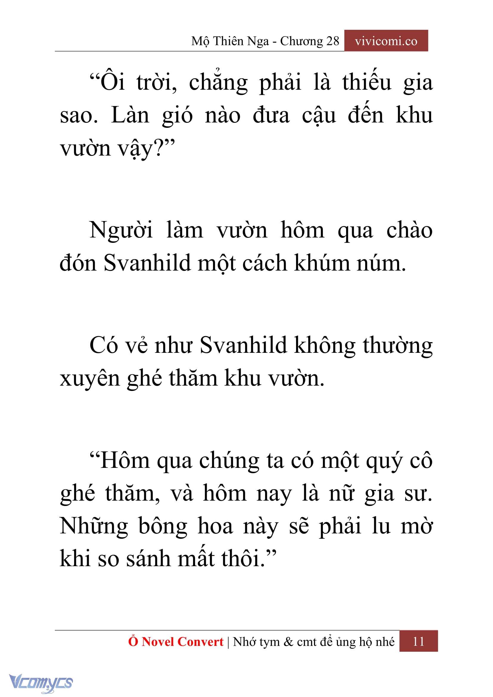 [Novel] Mộ Thiên Nga Chap 28 - Next Chap 29