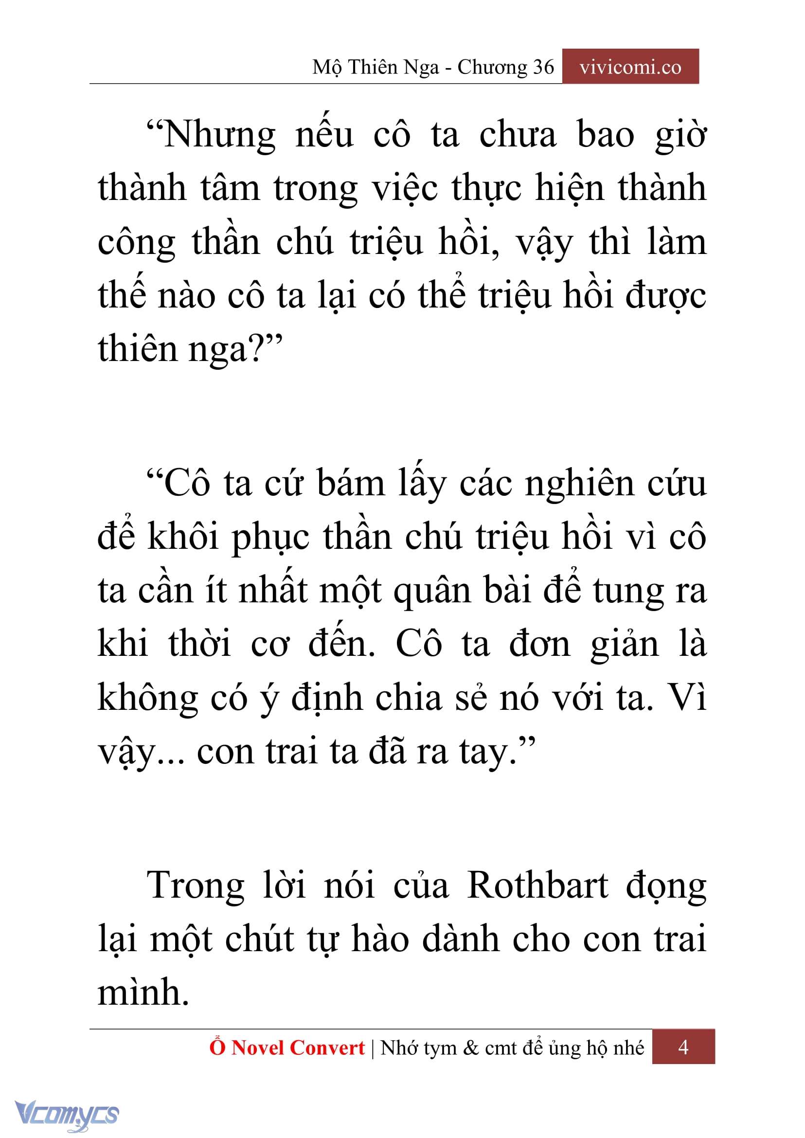 [Novel] Mộ Thiên Nga Chap 36 - Next Chap 37
