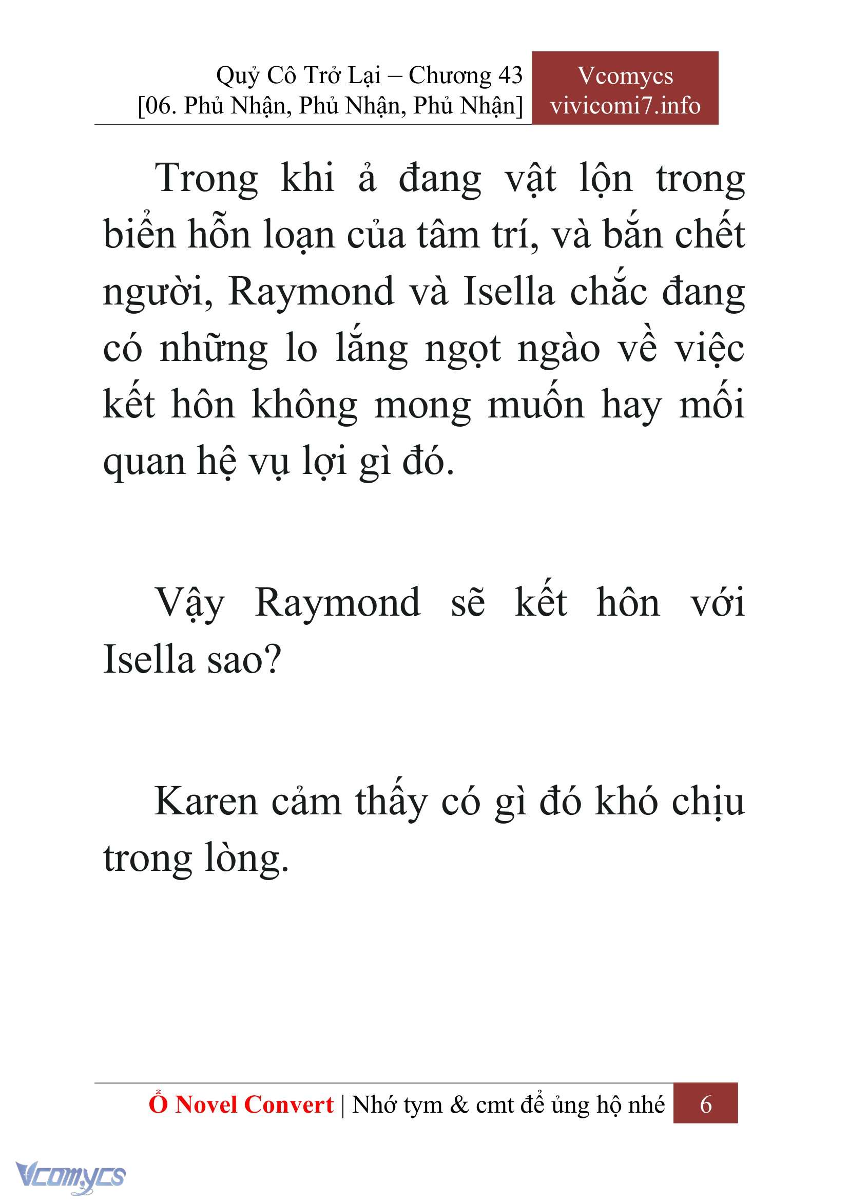 [Novel] Quý Cô Trở Lại Chap 43 - Next Chap 44