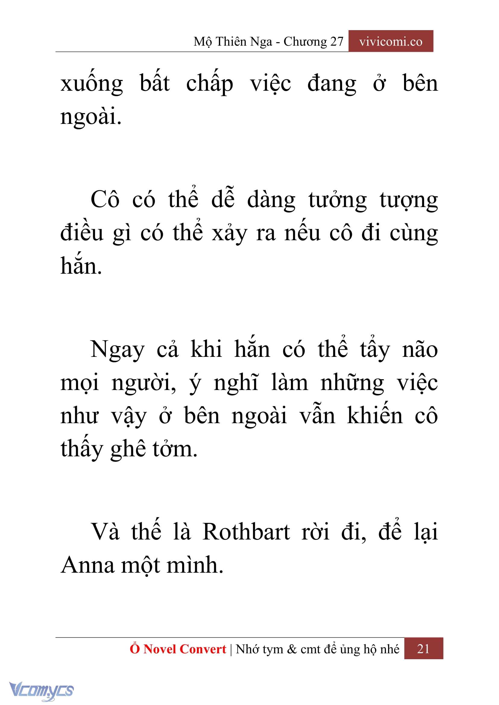 [Novel] Mộ Thiên Nga Chap 27 - Next Chap 28