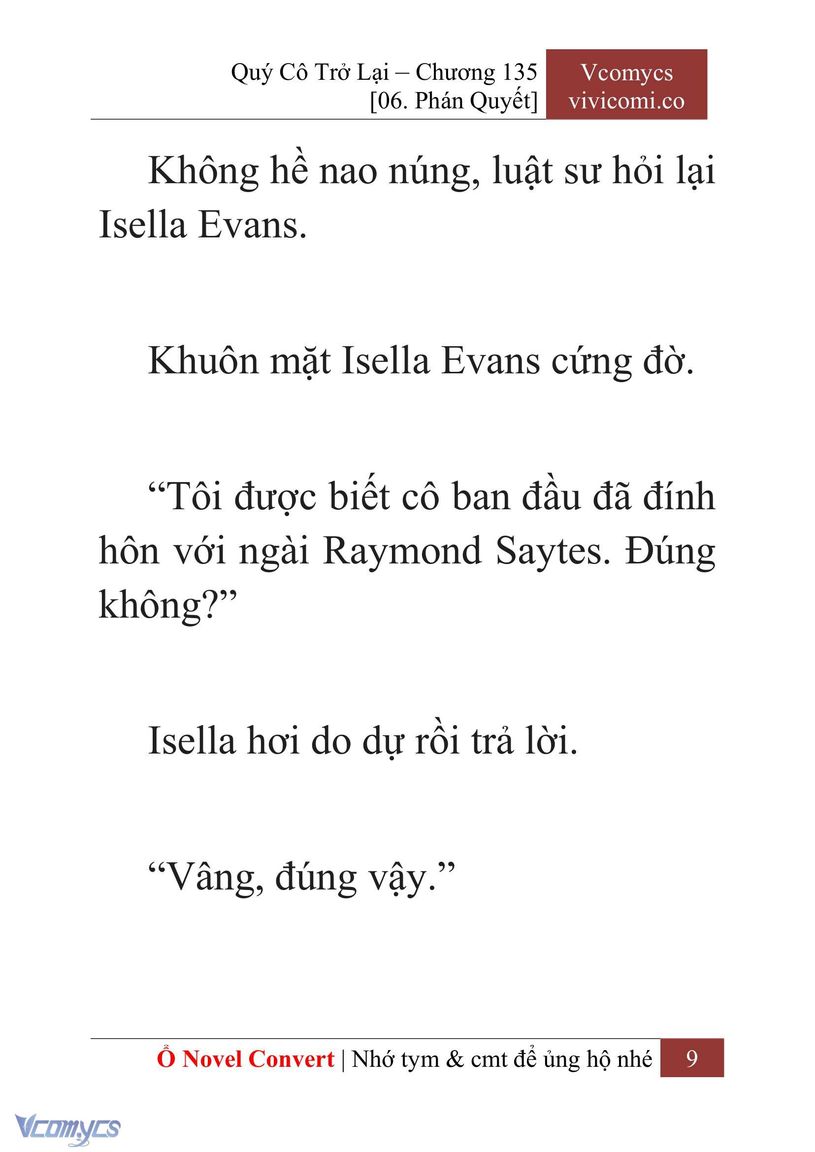 [Novel] Quý Cô Trở Lại Chap 135 - Next 