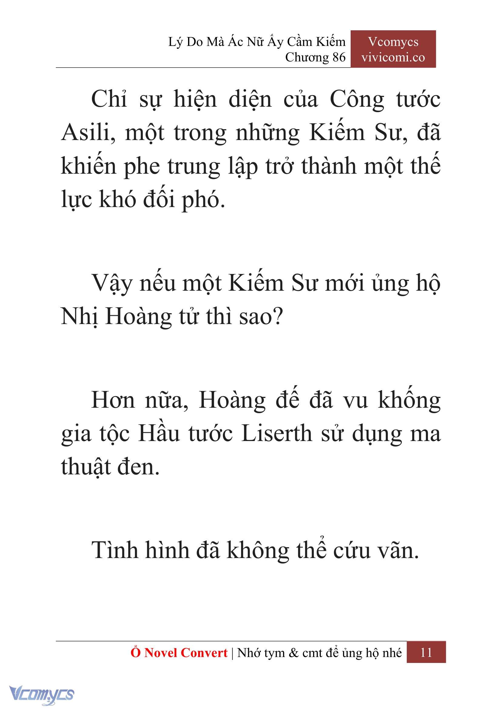 [Novel] Lý Do Mà Ác Nữ Ấy Cầm Kiếm Chap 86 - Next Chap 87