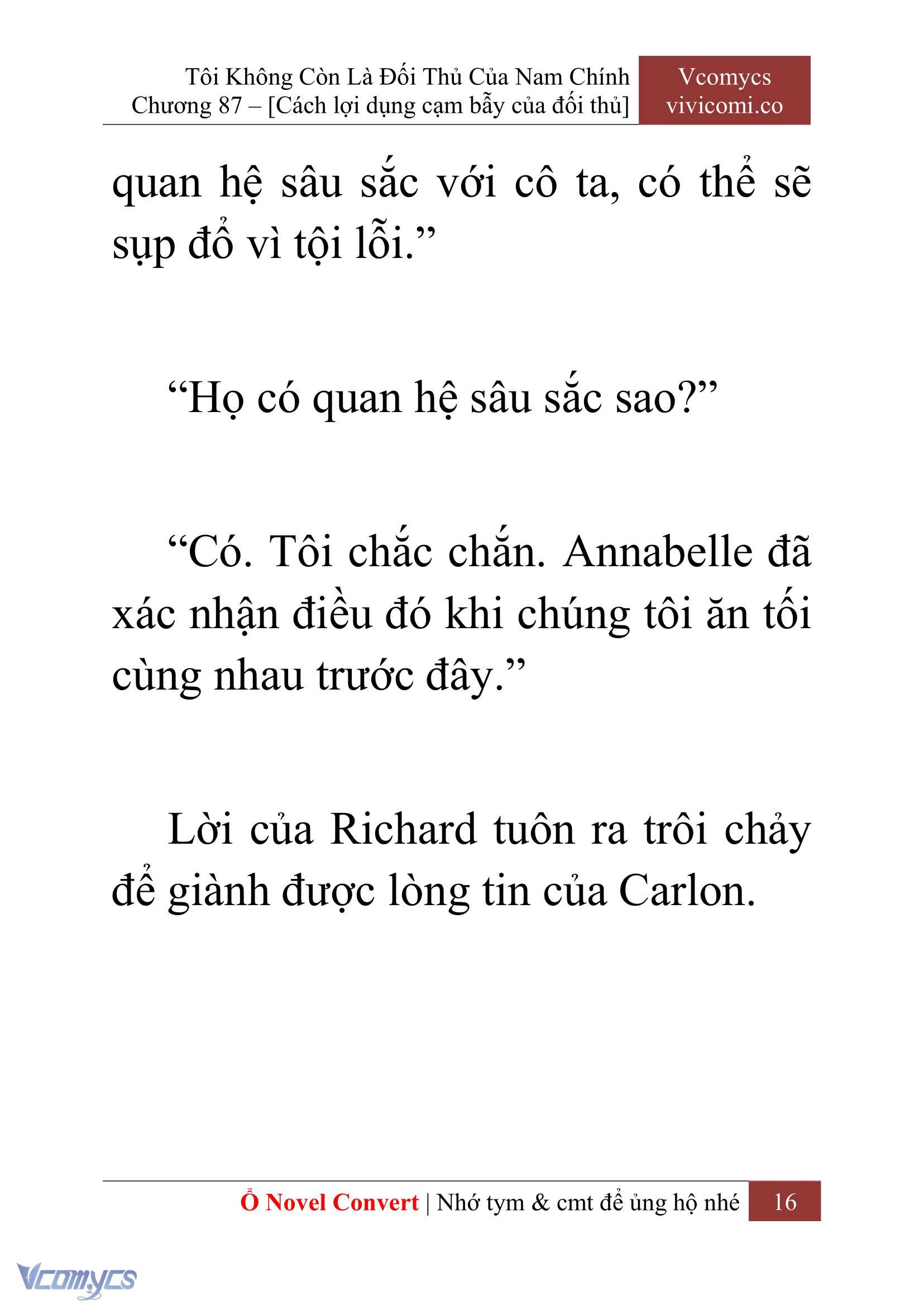 [Novel] Tôi Không Còn Là Đối Thủ Của Nam Chính Chap 87 - Trang 2