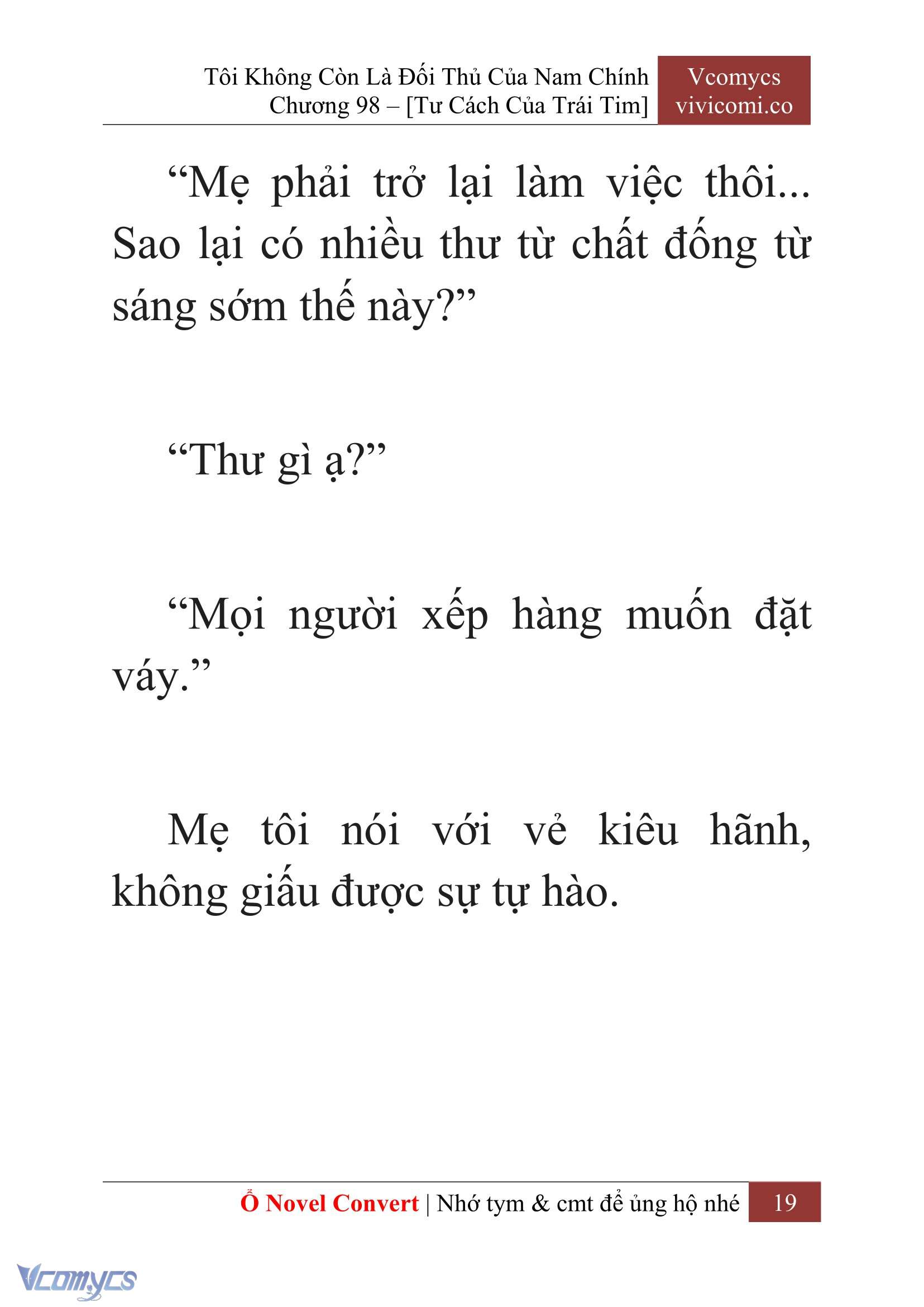 [Novel] Tôi Không Còn Là Đối Thủ Của Nam Chính Chap 98 - Trang 2