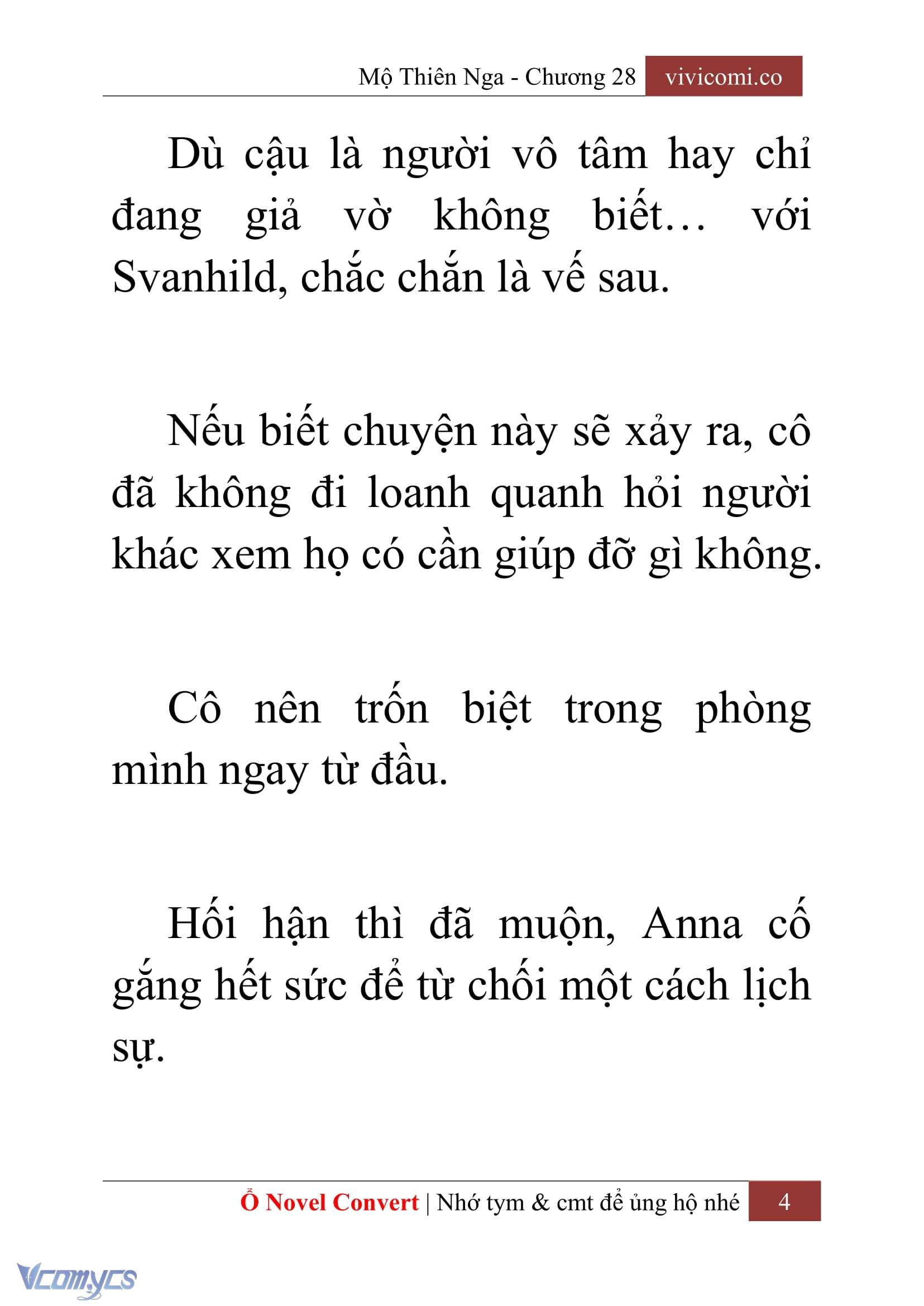[Novel] Mộ Thiên Nga Chap 28 - Next Chap 29