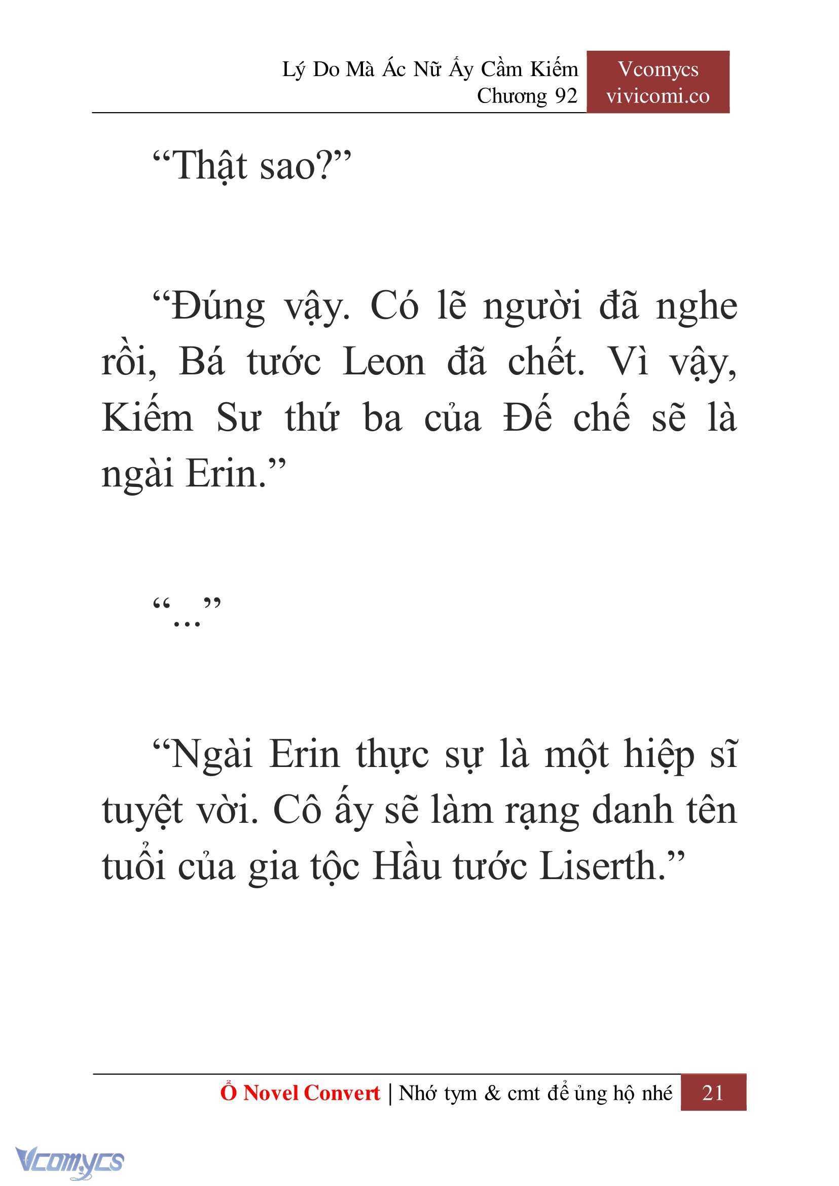 [Novel] Lý Do Mà Ác Nữ Ấy Cầm Kiếm Chap 92 - Next Chap 93