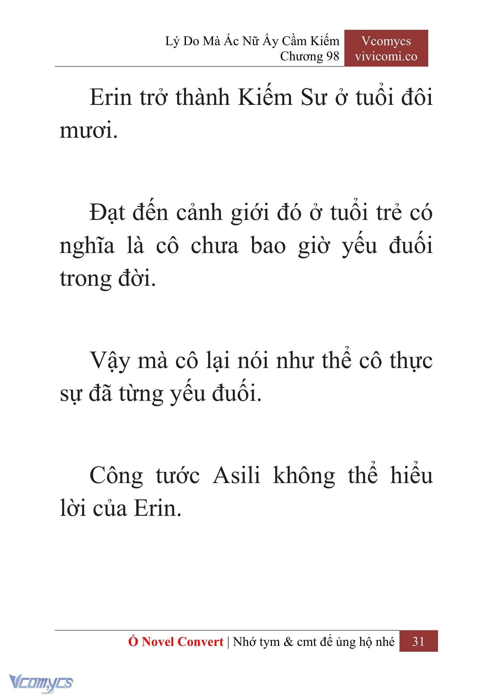 [Novel] Lý Do Mà Ác Nữ Ấy Cầm Kiếm Chap 98 - Next Chap 99