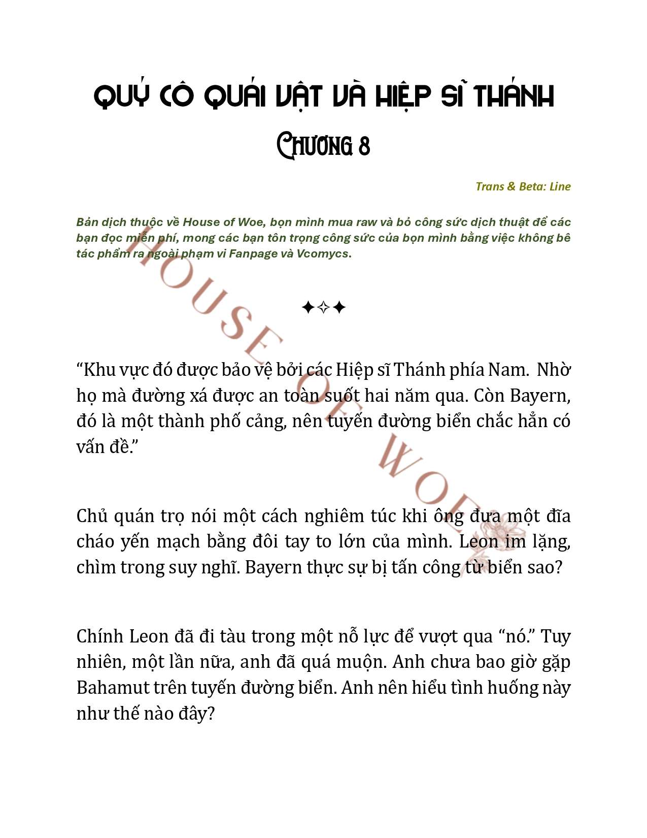 [NOVEL] QUÝ CÔ QUÁI VẬT VÀ HIỆP SĨ THÁNH Chap 8 - Trang 2