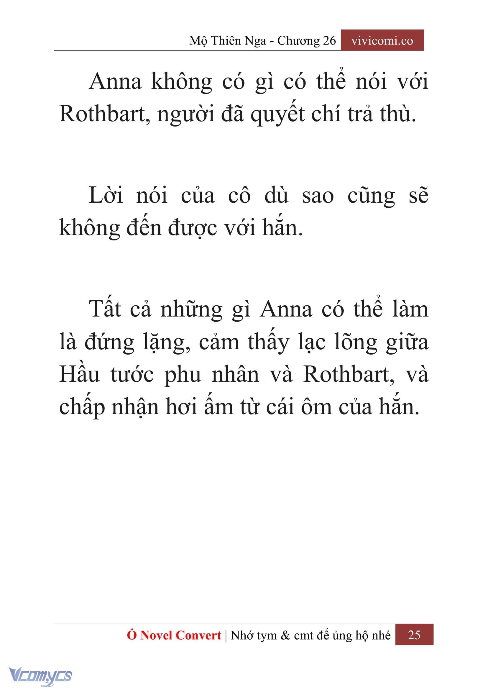 [Novel] Mộ Thiên Nga Chap 26 - Next Chap 27