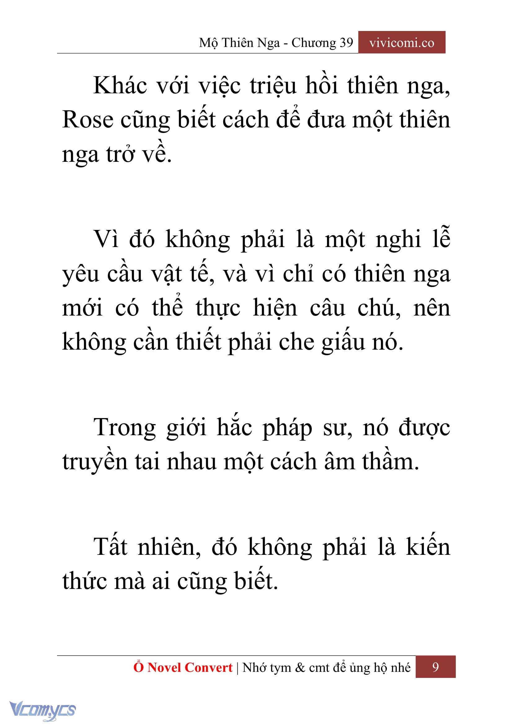 [Novel] Mộ Thiên Nga Chap 39 - Next Chap 40