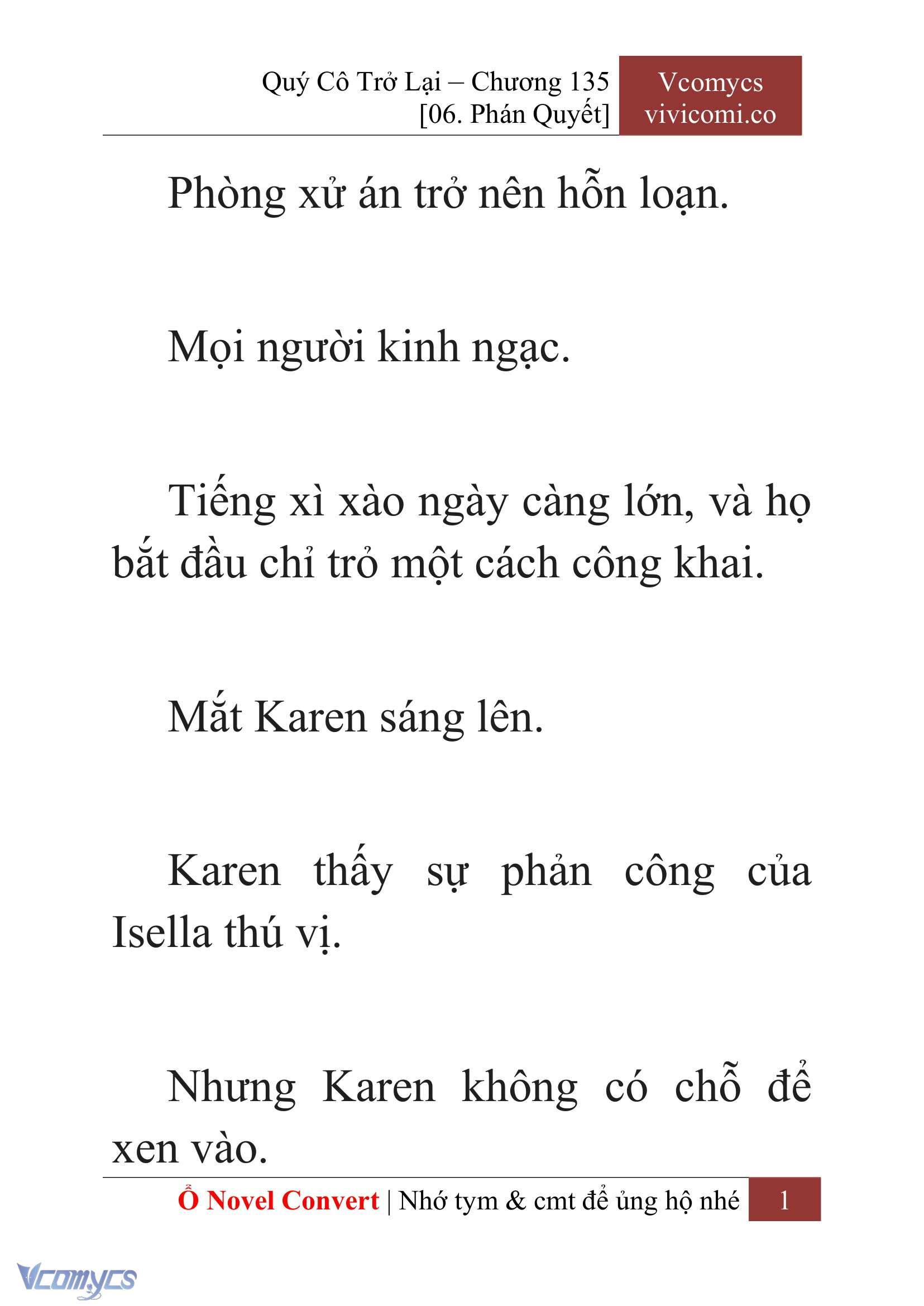 [Novel] Quý Cô Trở Lại Chap 135 - Next 