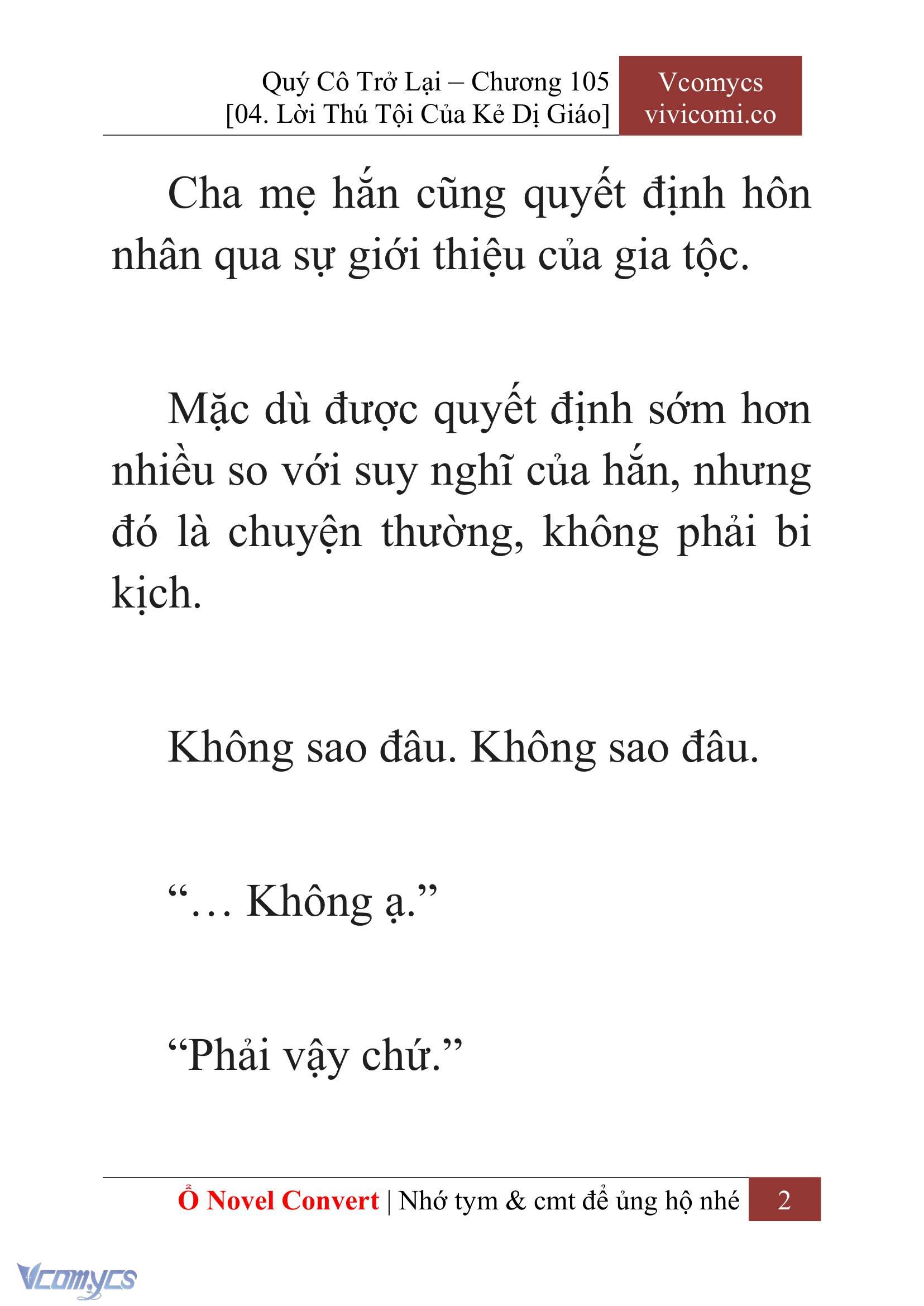 [Novel] Quý Cô Trở Lại Chap 105 - Trang 2