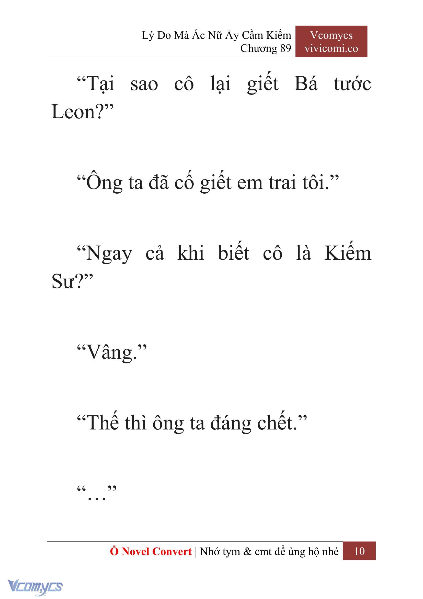 [Novel] Lý Do Mà Ác Nữ Ấy Cầm Kiếm Chap 89 - Next Chap 90