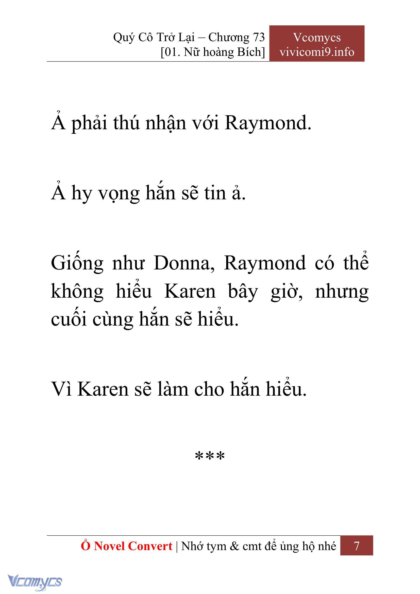 [Novel] Quý Cô Trở Lại Chap 73 - Trang 2