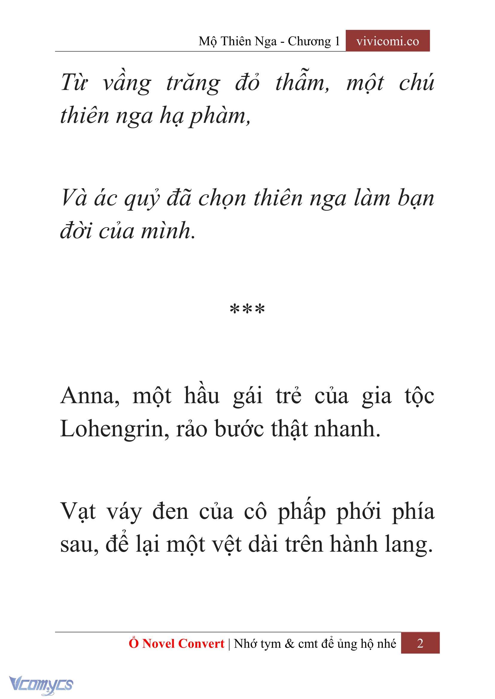 [Novel] Mộ Thiên Nga Chap 1 - Trang 2