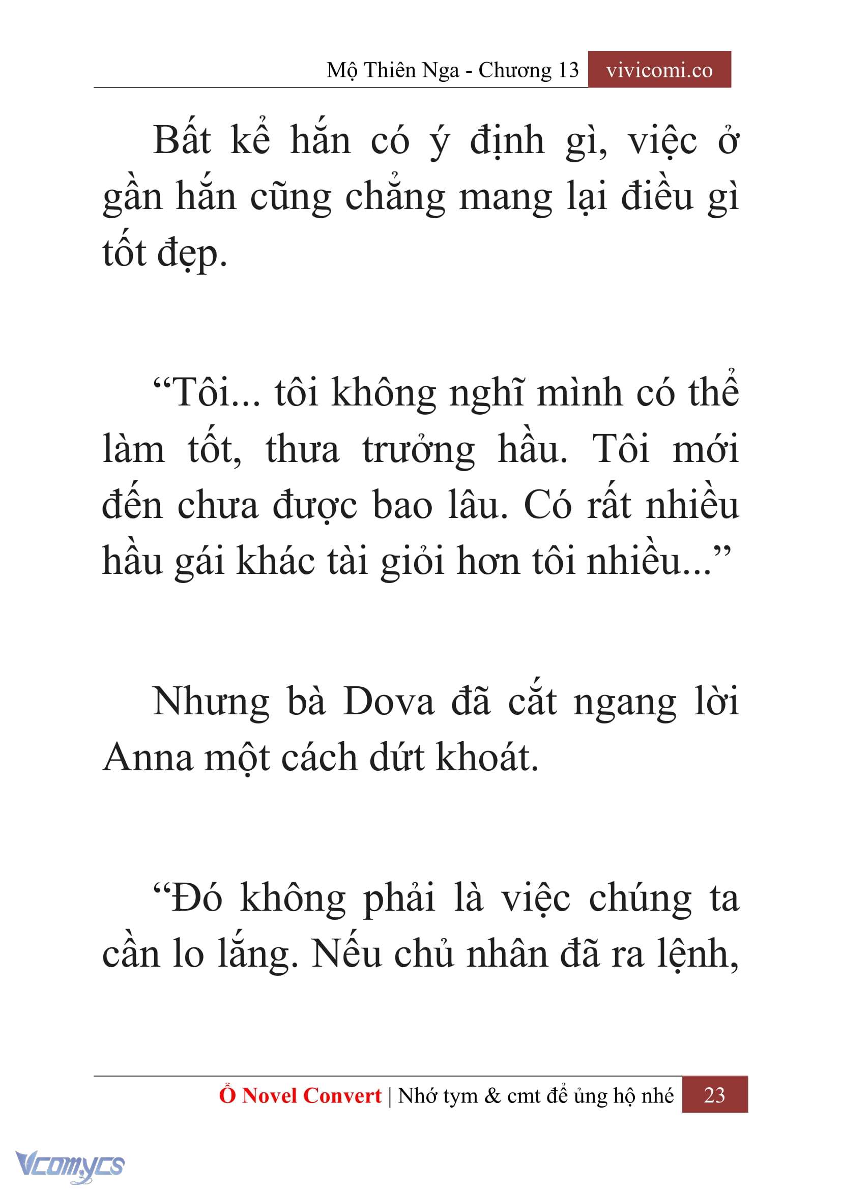 [Novel] Mộ Thiên Nga Chap 13 - Trang 2