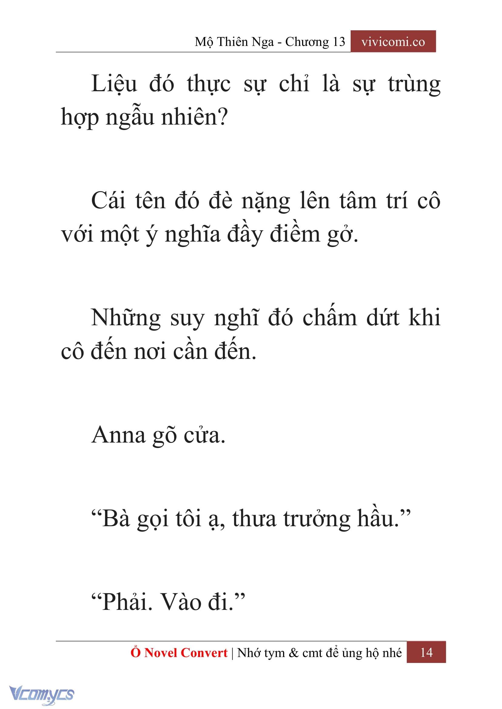 [Novel] Mộ Thiên Nga Chap 13 - Trang 2