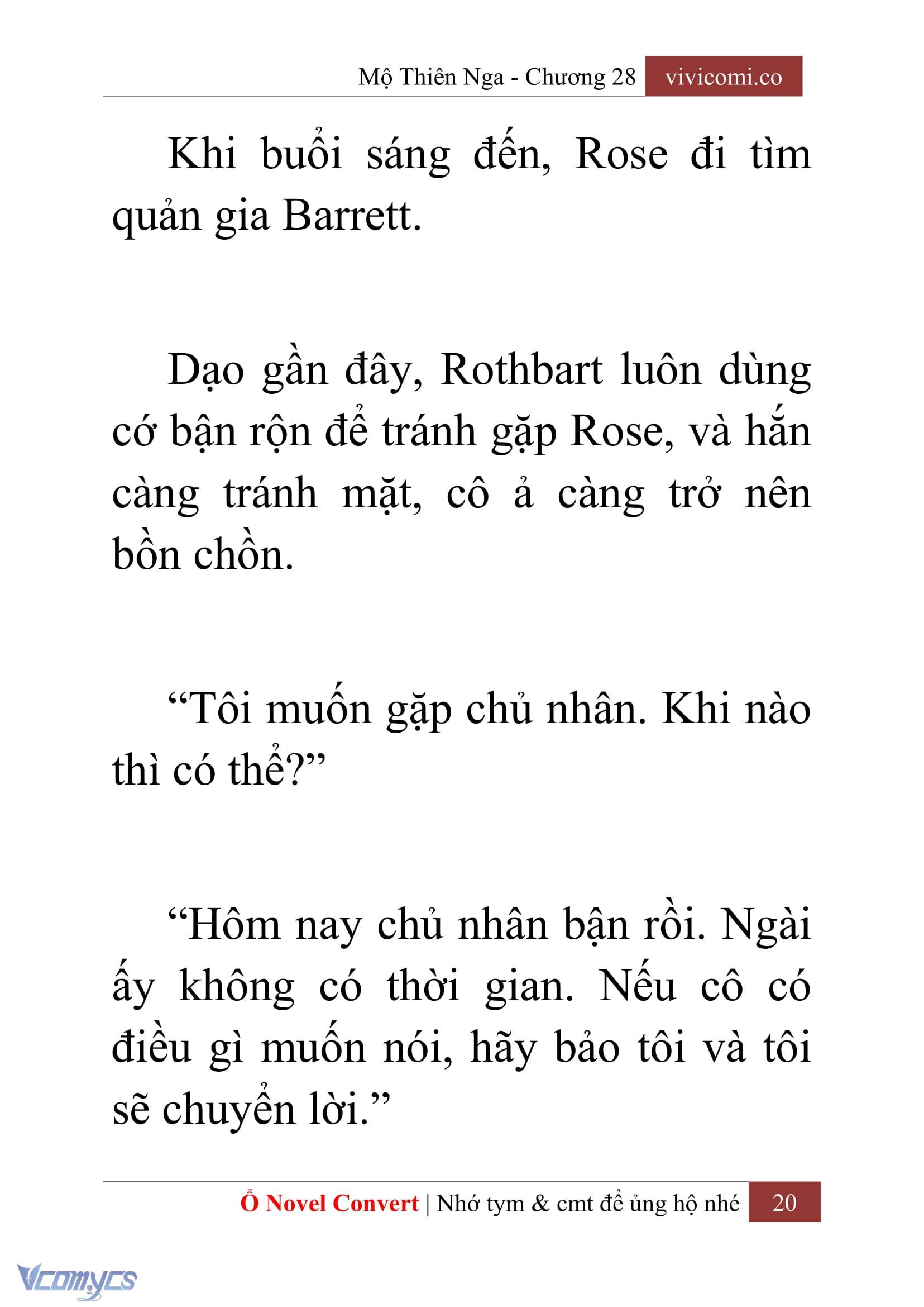 [Novel] Mộ Thiên Nga Chap 28 - Next Chap 29