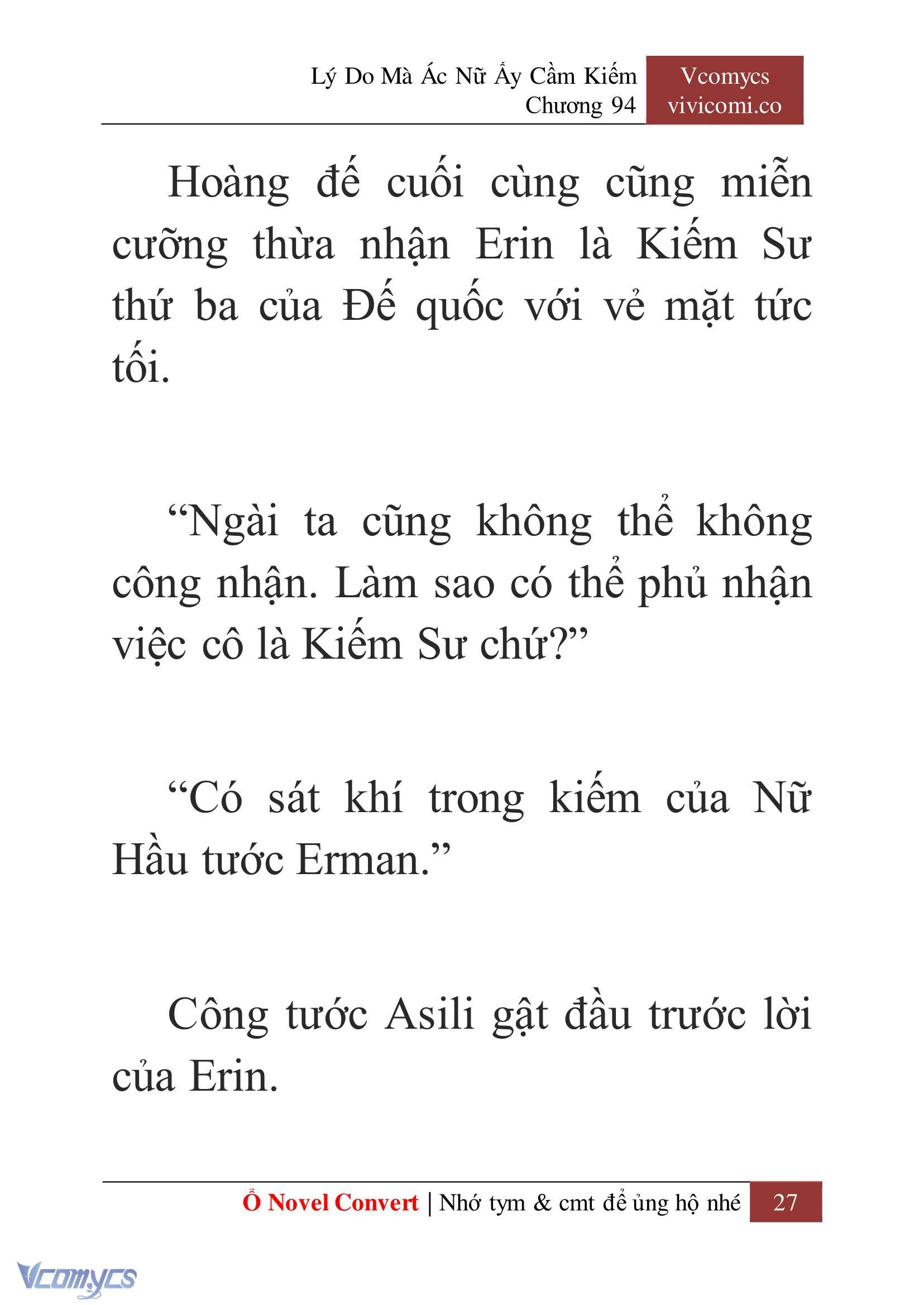 [Novel] Lý Do Mà Ác Nữ Ấy Cầm Kiếm Chap 94 - Next Chap 95