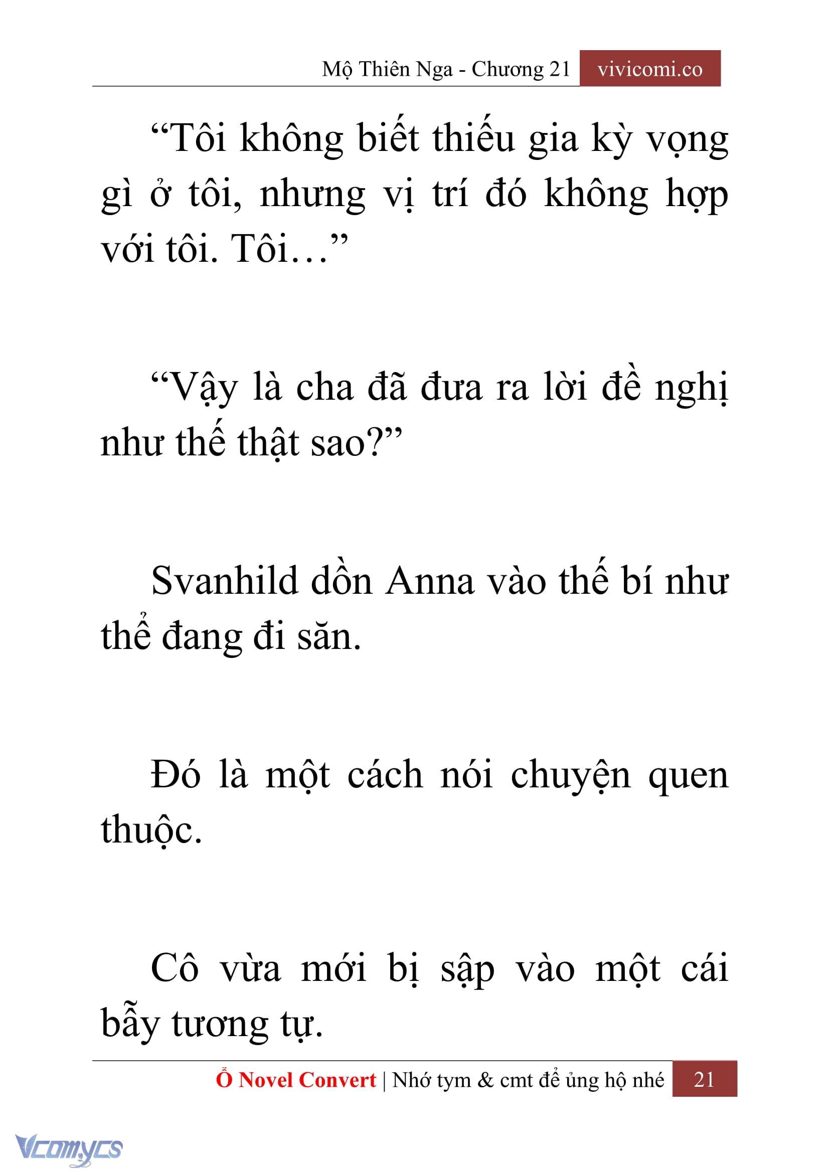 [Novel] Mộ Thiên Nga Chap 21 - Next Chap 22